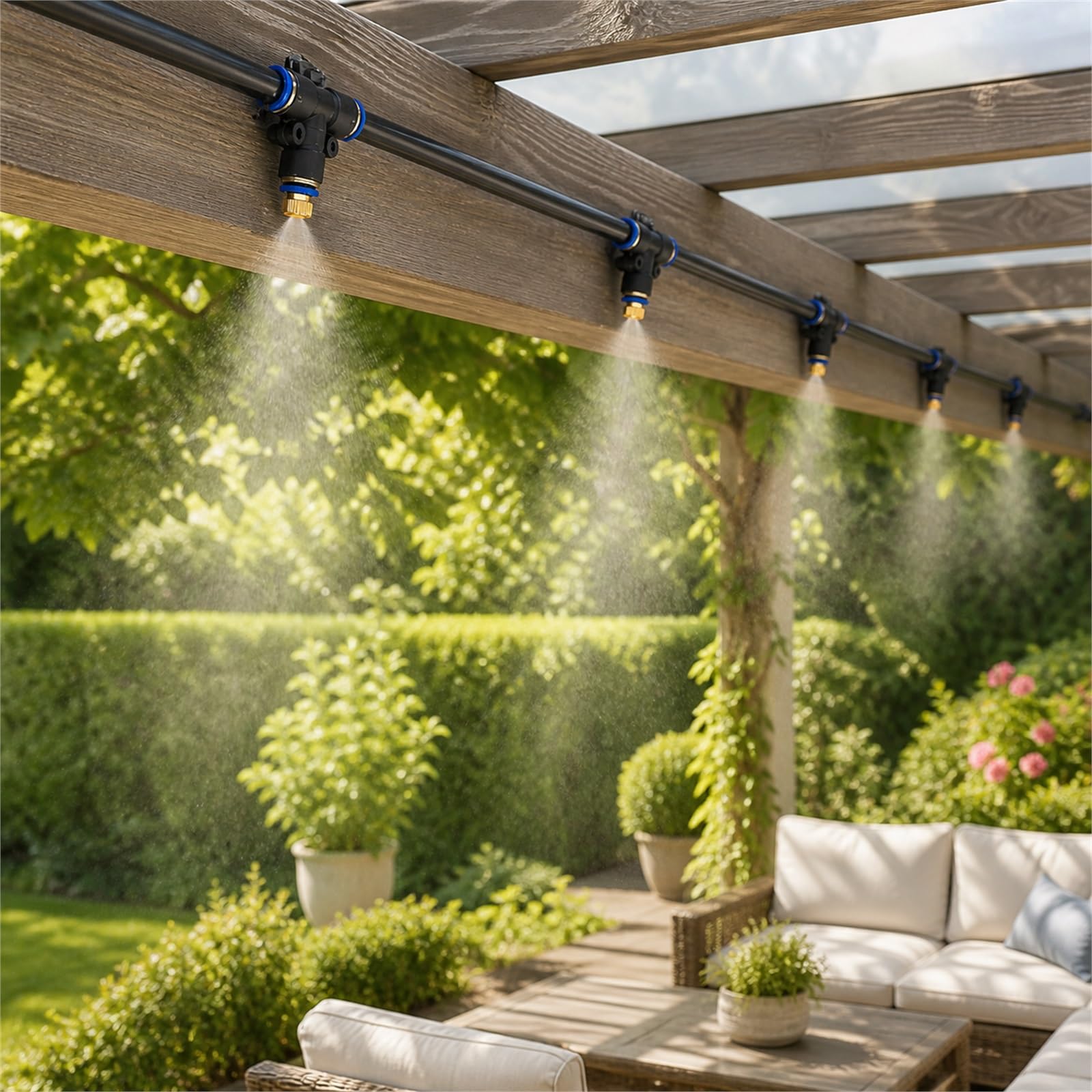 Impianto Irrigazione Giardino,Nebulizzatore per Terrazza Esterno,Kit Irrigazione Goccia Giardino,Wear-Resistant,Prevent Leakage,Suitable for Patios And Potted Plants