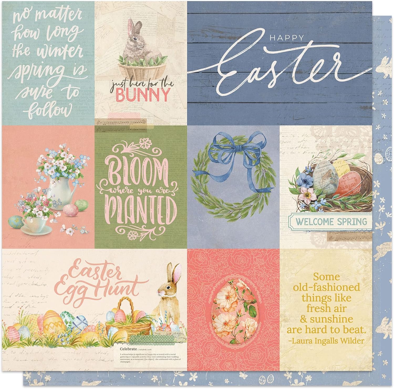 PHOTOPLAY Blooms Double-Sided Cardstock 12X12-Bunnies, Multicolor