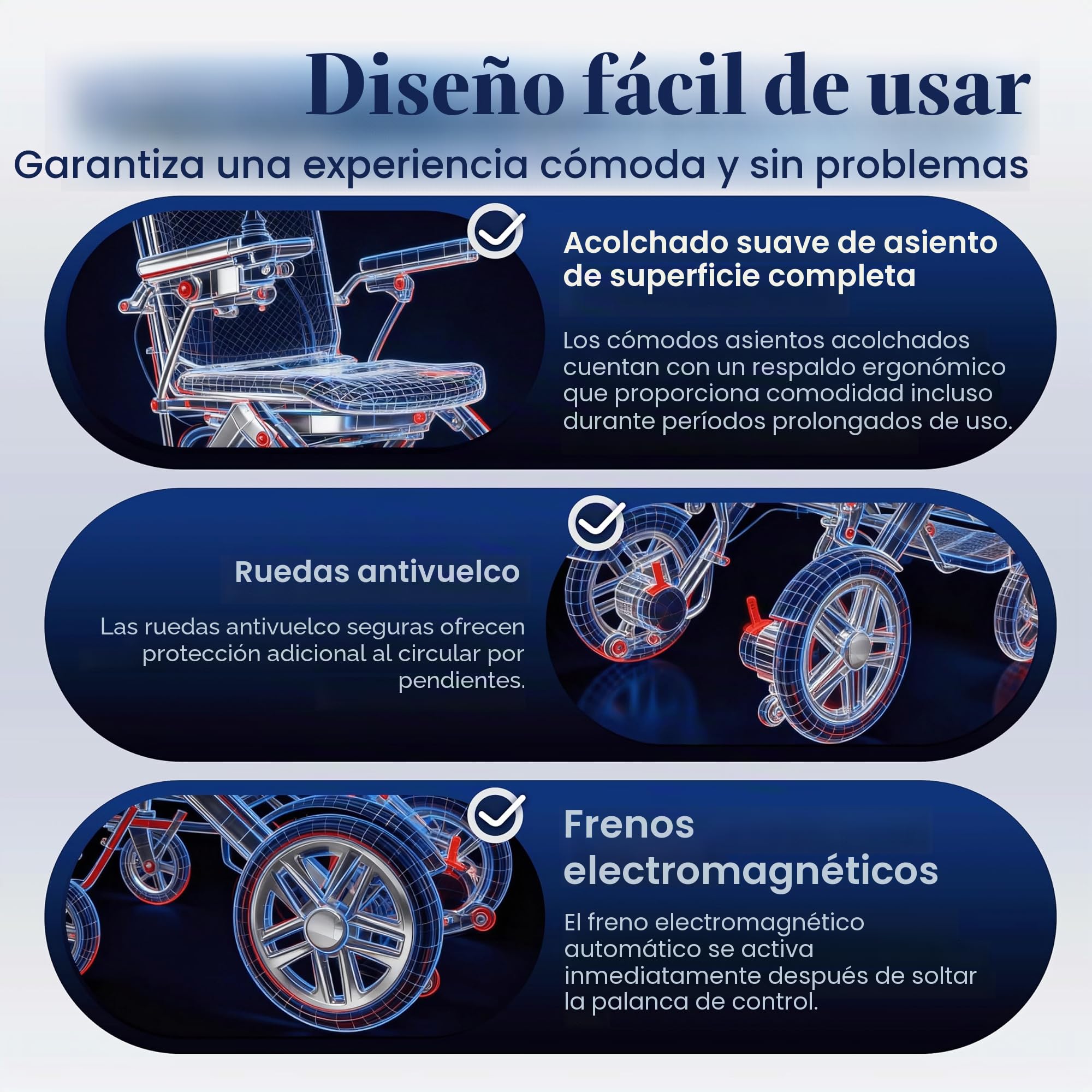 Silla de ruedas eléctrica plegable con batería doble, ligera, 48KM, con neumáticos de goma para todo terreno, iluminación frontal y trasera, aprobada para aviones