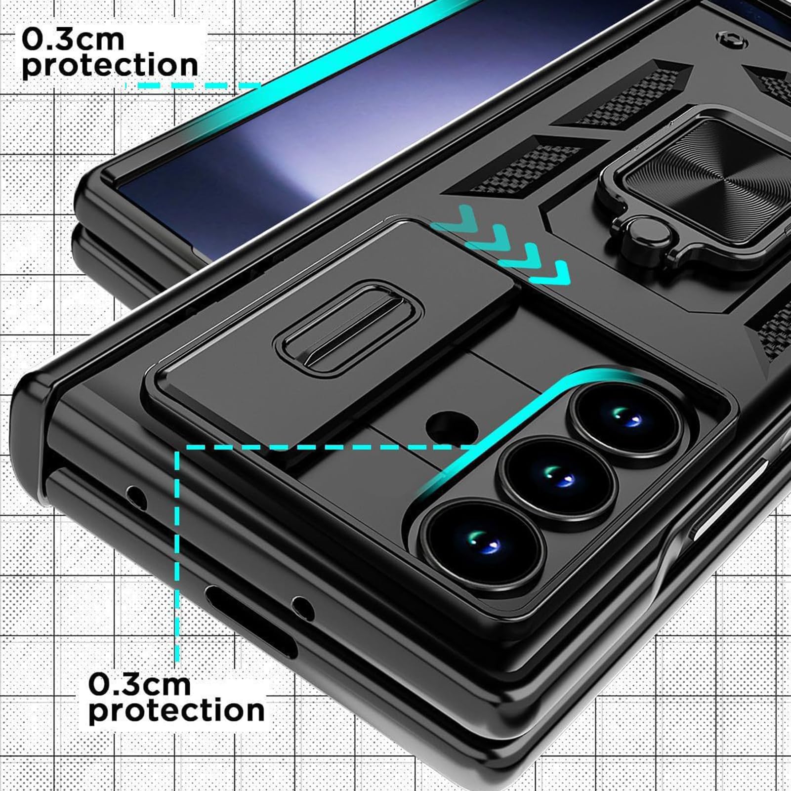 Custodia Cool Per Samsung Galaxy Z Fold 8 Ultra, Anello Cerniera Militare