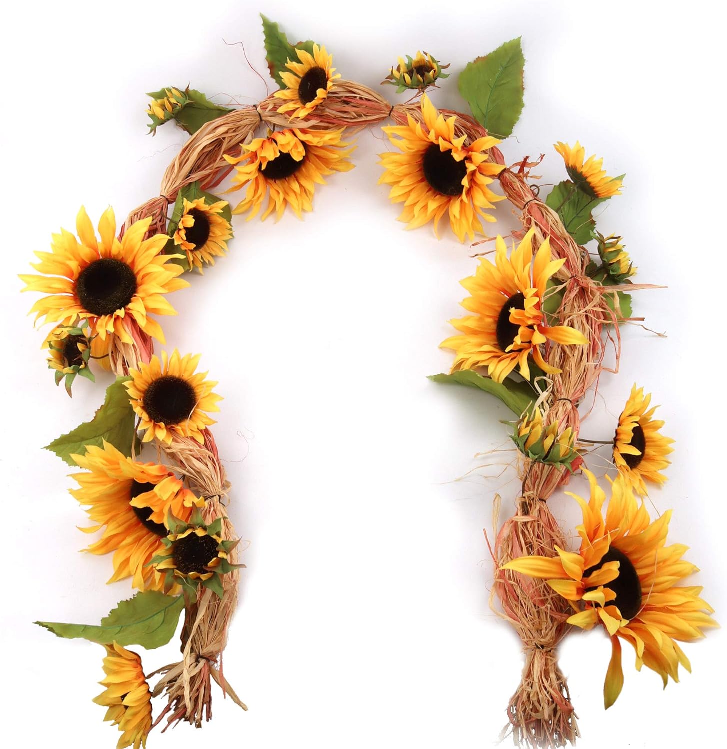 6ft Sunny Sunflower Garland 17 Large Detailed Silk Sunflower Heads for Weddings