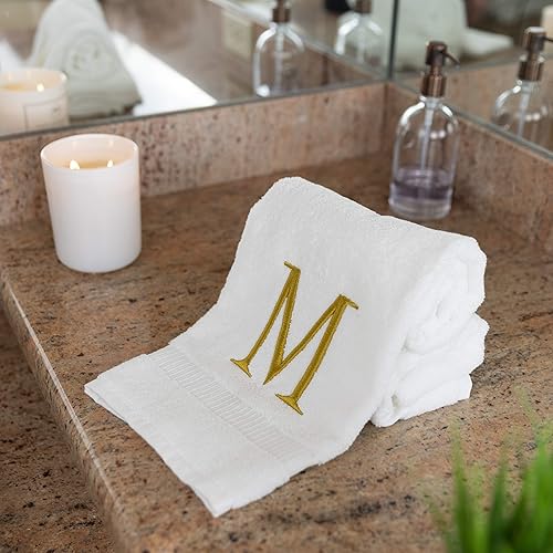 Miniatura 8 de Toallas de mano con monograma para baño, toalla de baño bordada con inicial decorativa personalizada de calidad de hotel de lujo para tocador, spa,