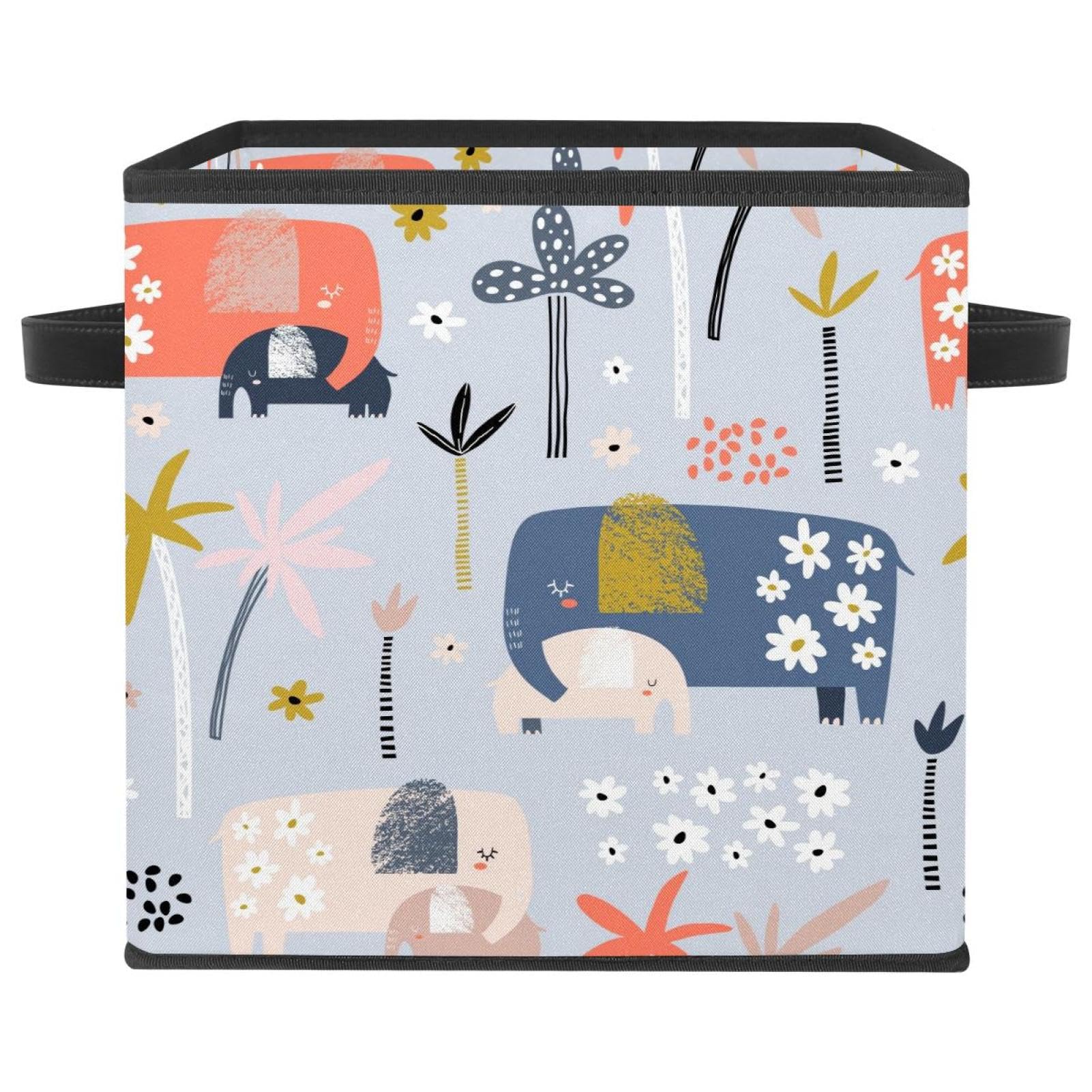 Boîte de rangement en tissu motif éléphant pour placard ordonné