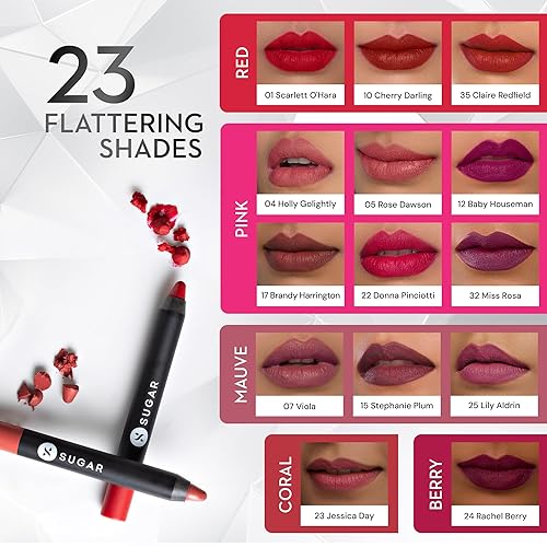 Miniatura 4 de SUGAR Cosmetics Lápiz labial Matte As Hell Crayon 36 Veronica Mars (tono marrón naranja quemado) con sacapuntas, textura cremosa, acabado mate de