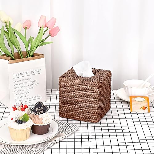 Miniatura 3 de Sumnacon Cubierta cuadrada de la caja del tejido de la rota para el cuarto de baño, la cocina