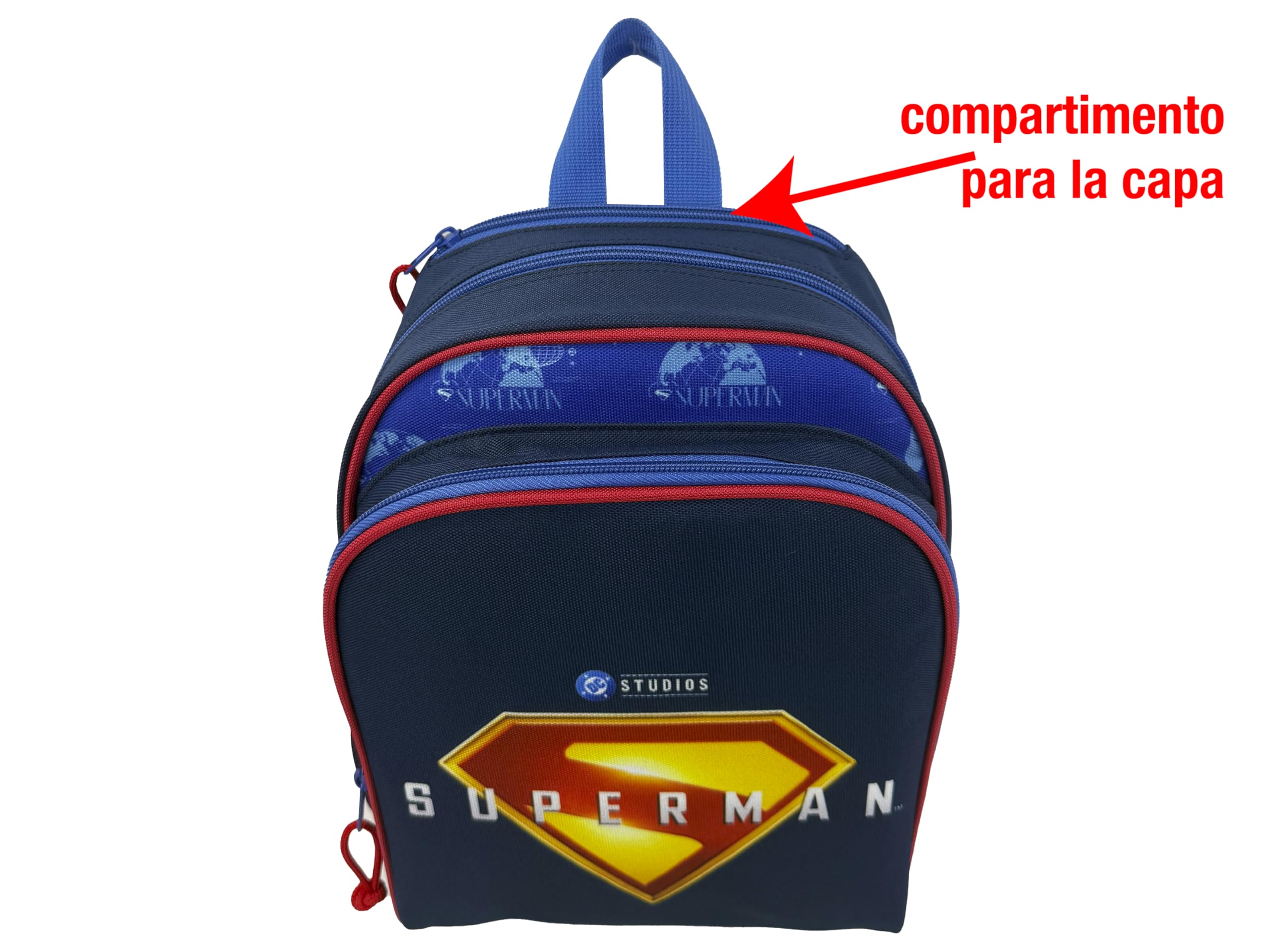 CYPBRANDS - Superman, Zaino per bambini con mantello, Prescolare, Misura 30 cm, Zaino con mantello, Mantello di Superman, Prodotto ufficiale