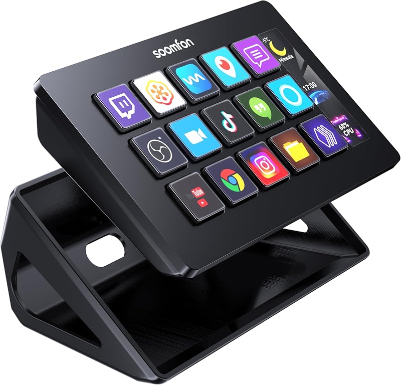 SOOMFON Stream Controller 15 LCD Makró Gomb OBS Twitch Streamlabs Discord
