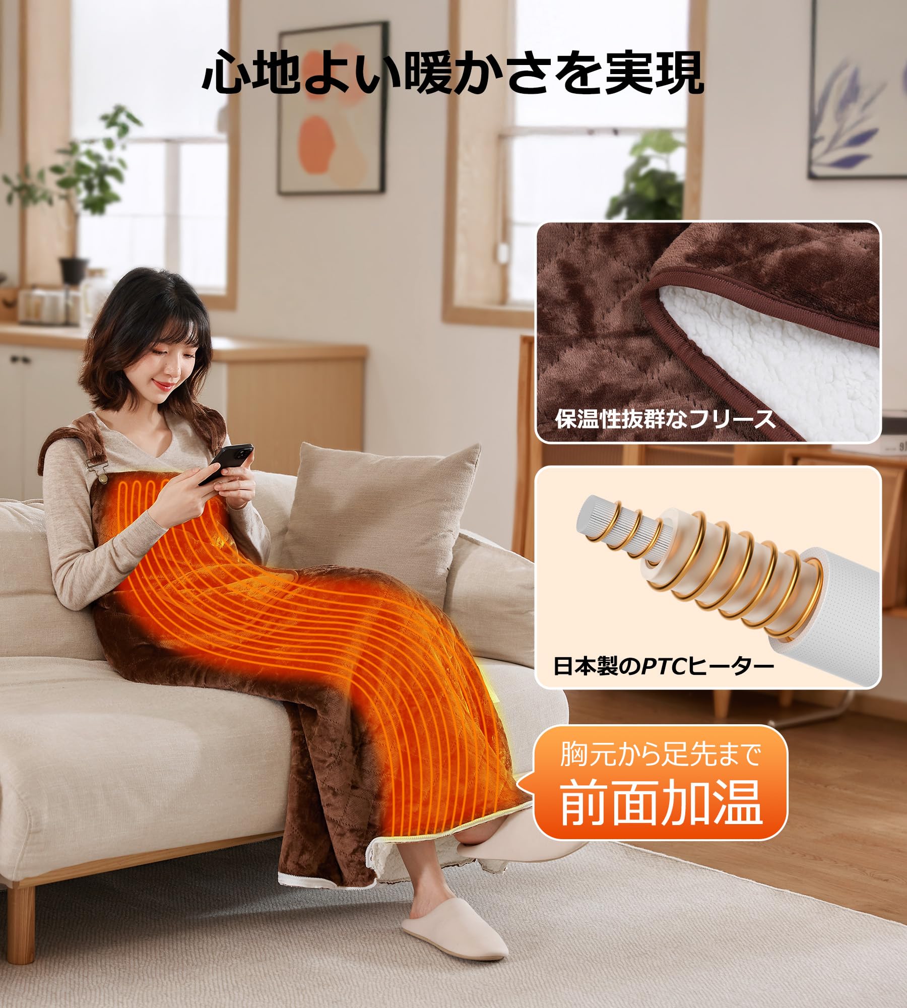 Amazon.co.jp: Ilake 着るこたつ 歩ける 足入れヒーター 電気毛布 着る