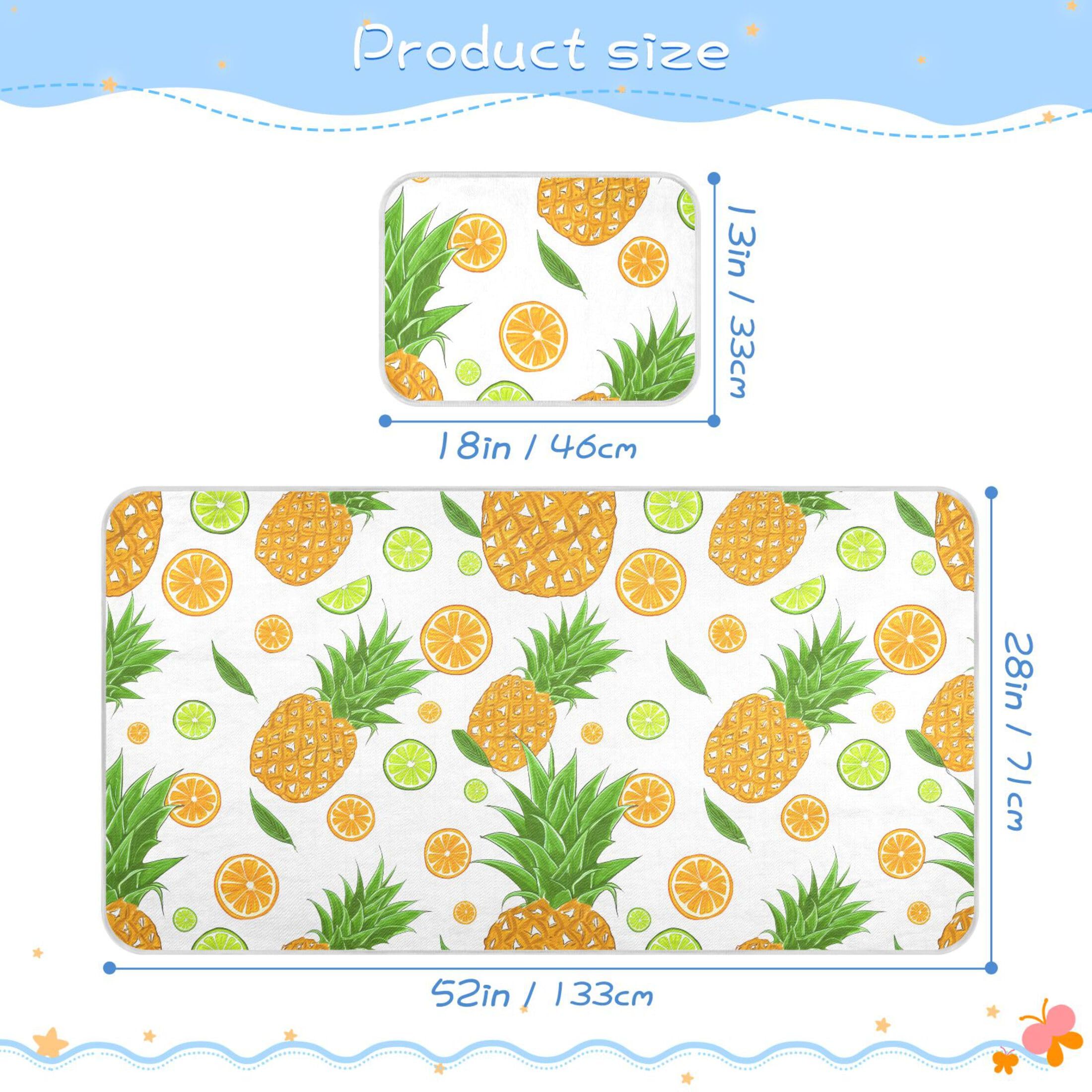 Takiito Tropical Pineapples Baby Cooling Mattress Pad, Soft & Breathable Cooling Mat Keep Baby Cool in Summer 28x52 in, Nursery Essential