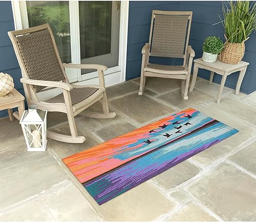 Miniatura 71 de Liora Manne Compass - Alfombra azul marino para porche delantero para interiores y exteriores, 5 pies x 7 pies 6 pulgadas Compass Navy,Brújula