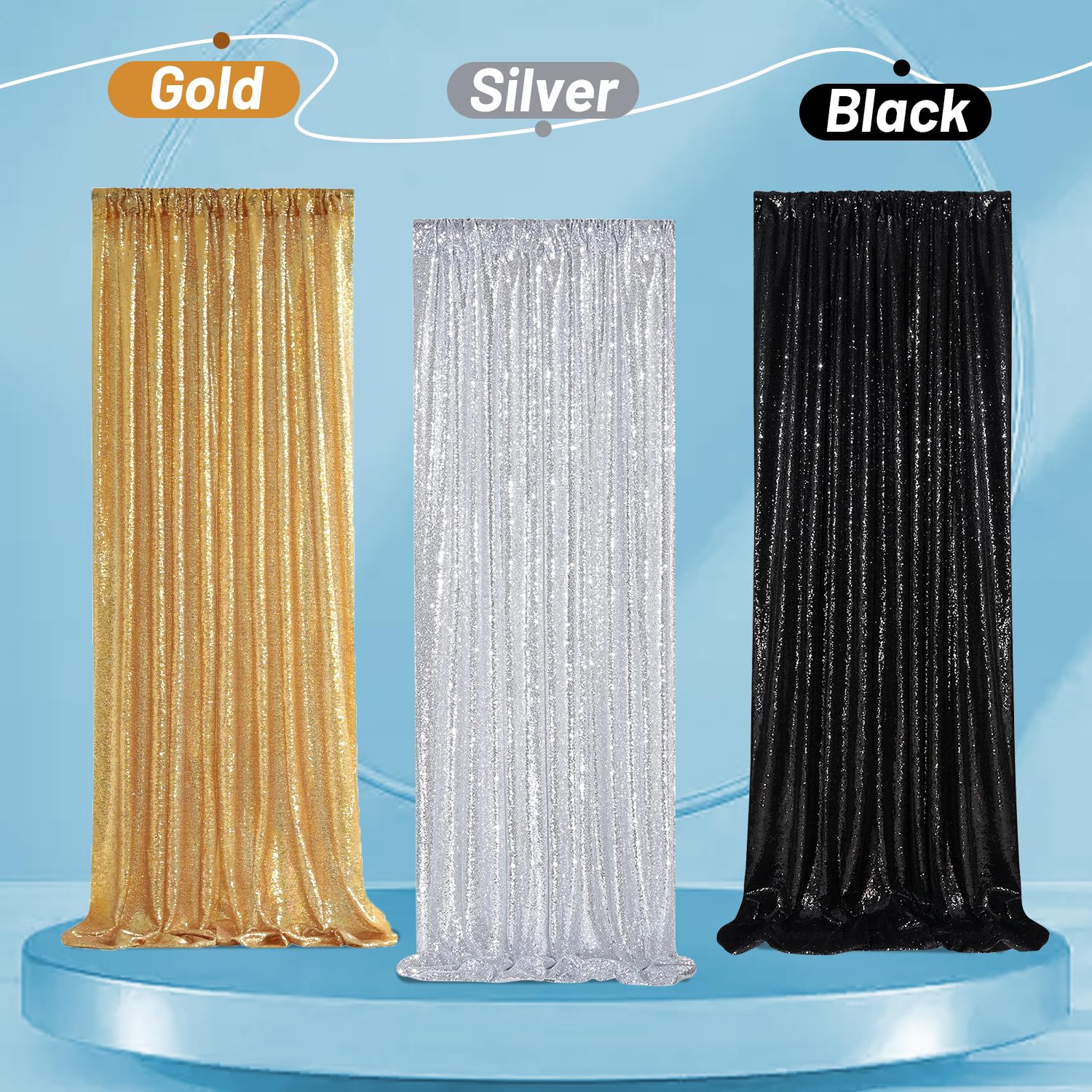 Silber Hintergrund Hochzeit Pailletten - 60 x 240 Cm Pailletten Stoff Hintergrund für Taufe Hochzeiten Geburtstag Schule Party Wohnkultur -4Stückf