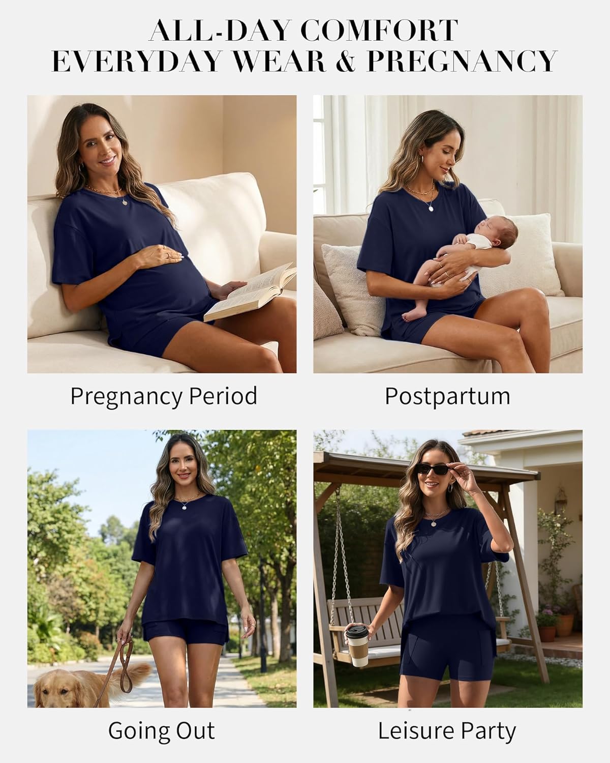 Charmo 2 Piece Short Sets for Women 2026 Summer Vacation Outfits Casual Maternity Lounge Set with Pockets