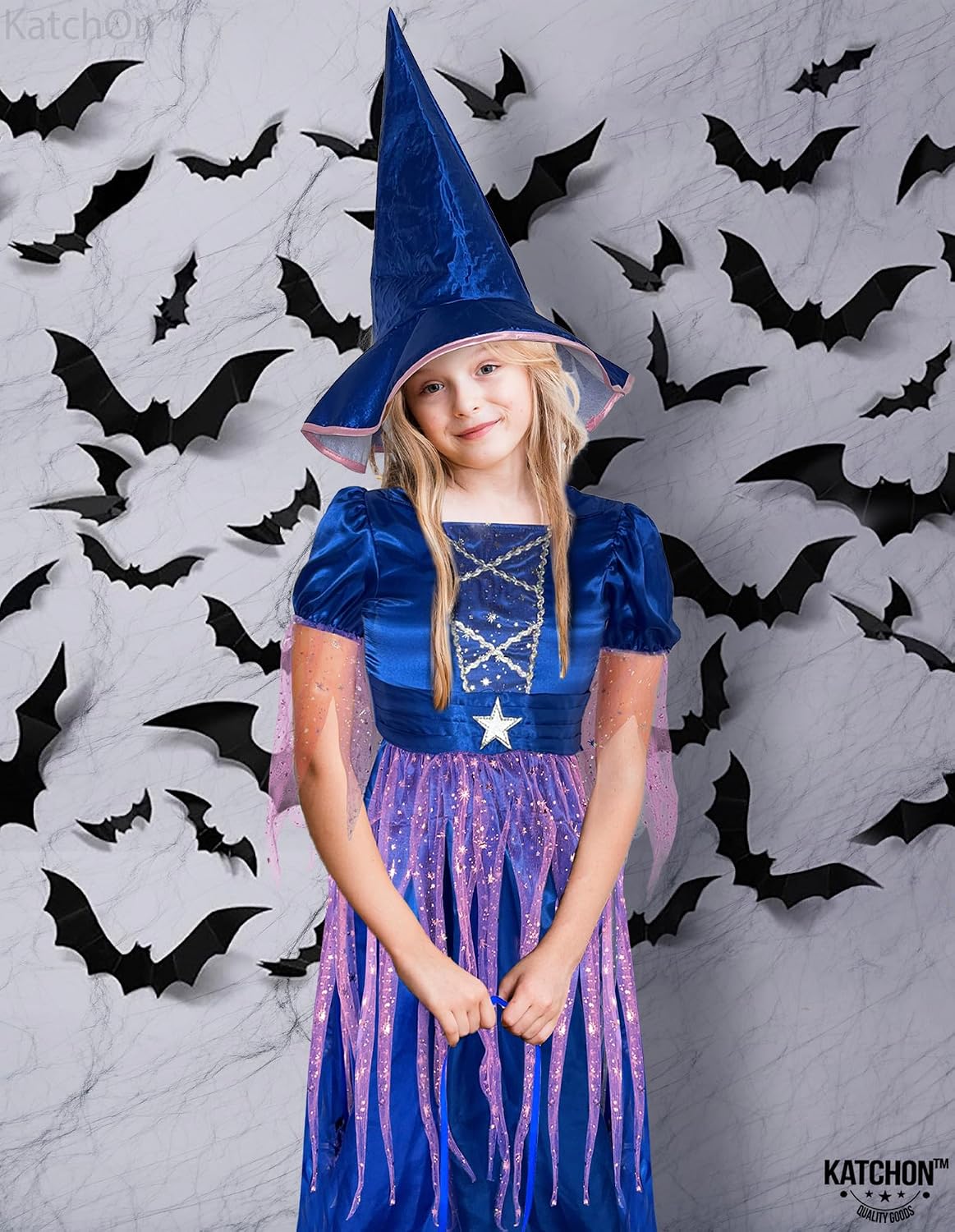 KatchOn, Halloween Witch Costume for Girls - Blue Witch Dress, Hat and Bag | Halloween Party Costume | Halloween Witch Dress for Girls | Halloween Dress Up Party | Witch Halloween Costume for Girls