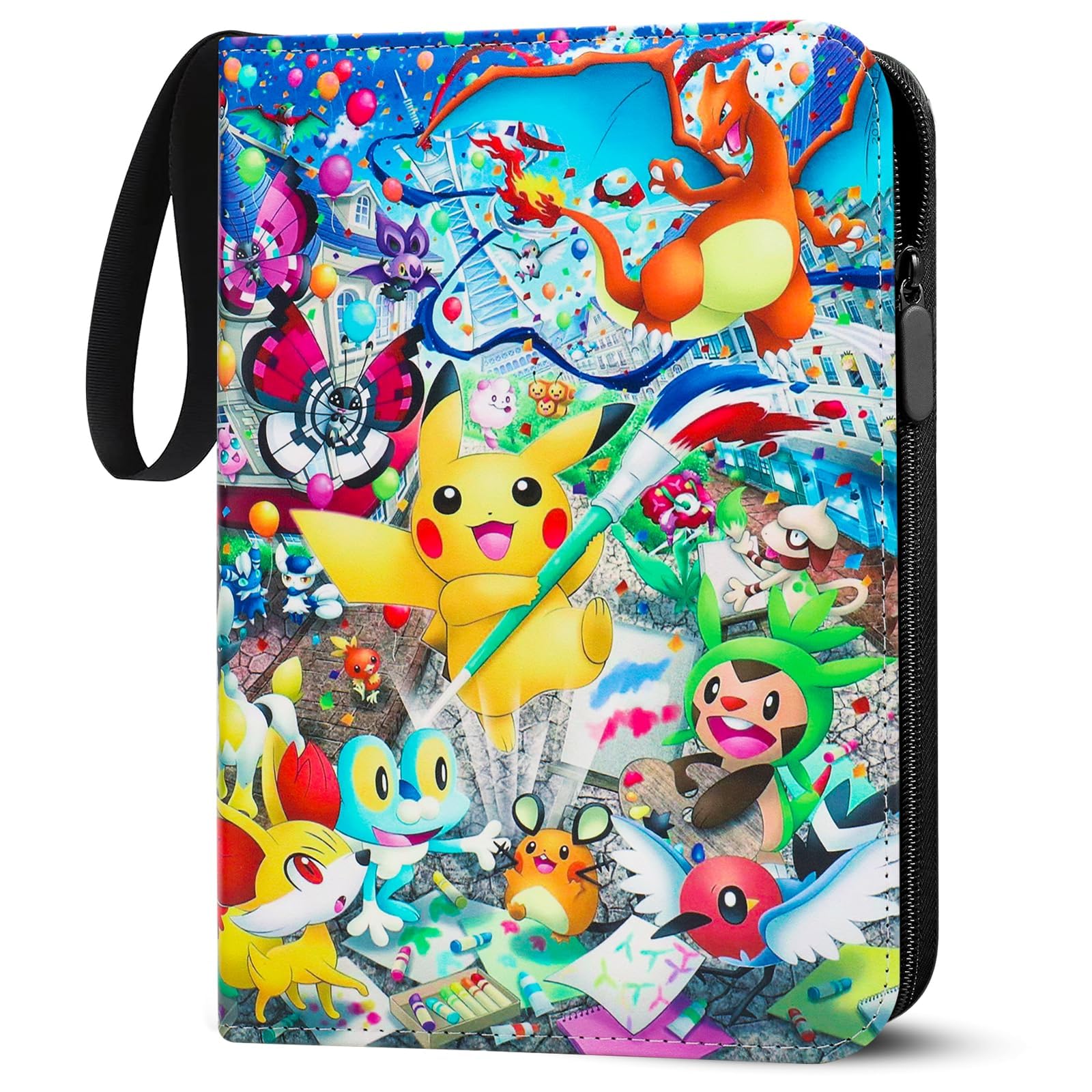 Karten Sammelalbum für Pokemon Karten,900 Karten Reißverschluss Sammelheft, 9-Taschen Sammelbuch,PU-Leder, wasserdicht,Sammelordner für Sammler