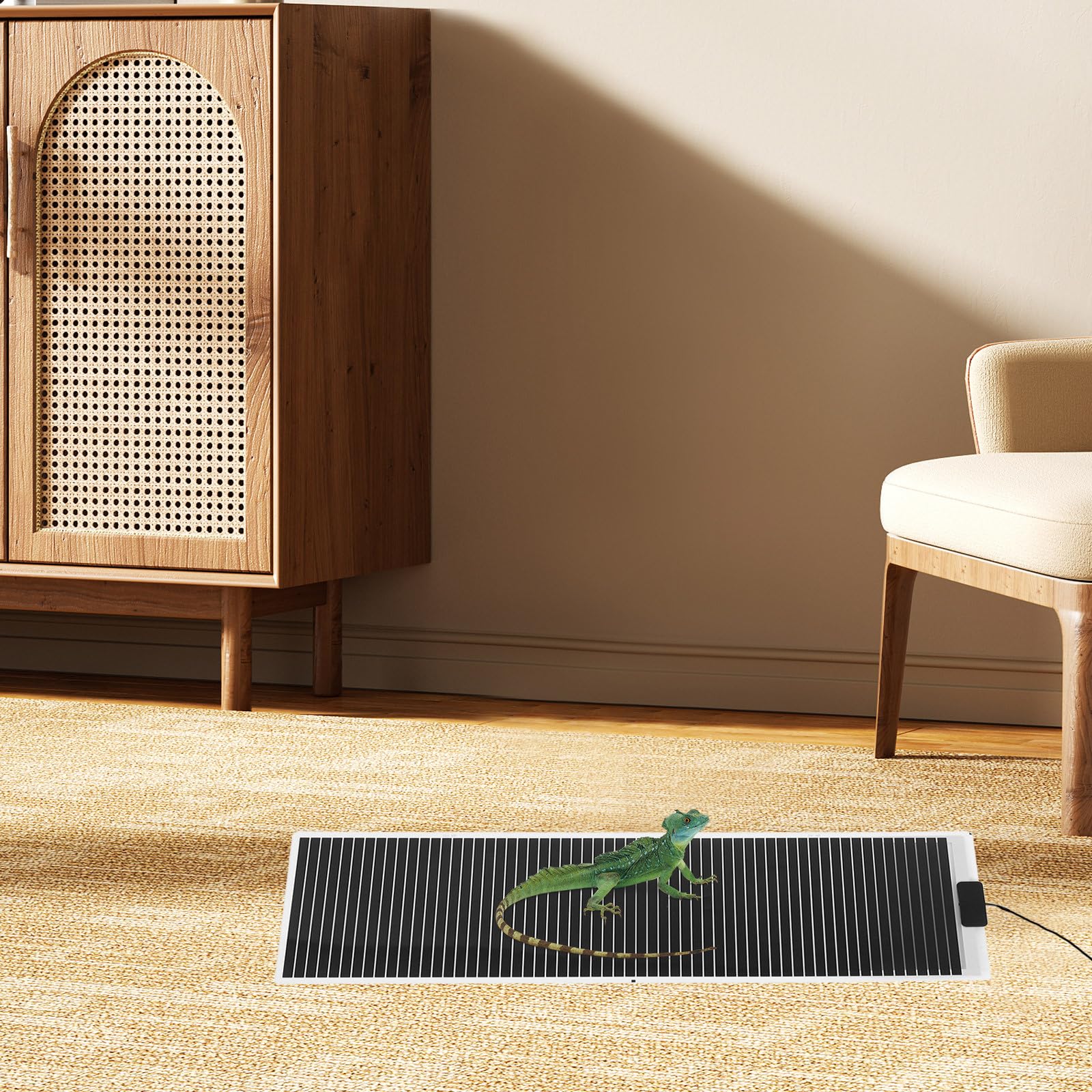 Homoyoyo Alfombrilla Térmica Pequeña para Reptiles con Control de Temperatura Ajustable, Esterilla Calefactora de Vidrio 28x80 Cm 45w para Terrarios de Tortugas y Serpientes con Enchufe