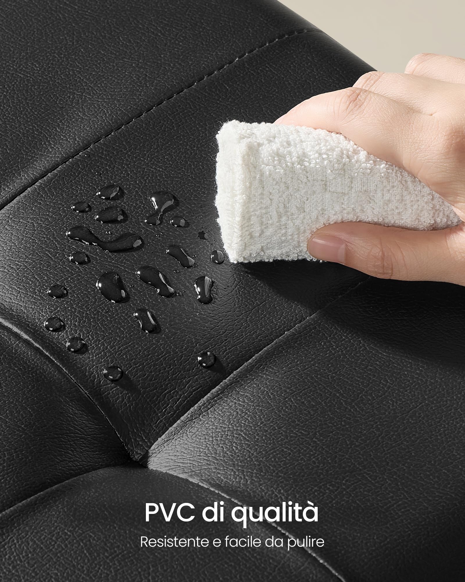 SONGMICS Pouf Contenitore, Cassapanca con Gambe, 38 x 110 x 40 cm, Sgabello Poggiapiedi, 112 L, Rivestimento PVC, per Camera da Letto Soggiorno, Nero Inchiostro LSF0514B02