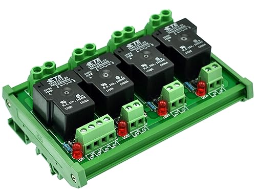 electronics-salon montaje en riel DIN bobina 24V pasivo 4canales SPST-NO 30A 30Amp Alimentación del relé Módulo.