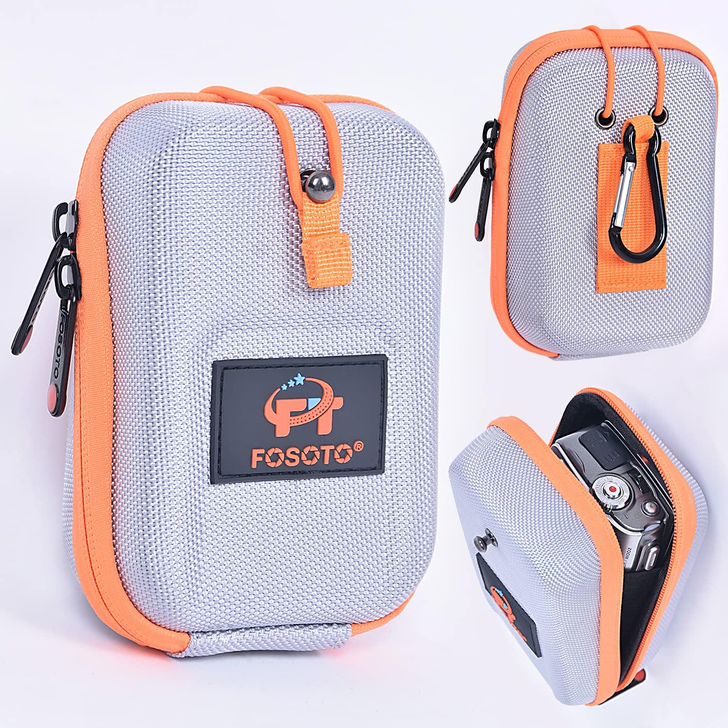 FOSOTO Carrying & Protective Digital Camera Case for Olympus Tough TG-6 Panasonic Lumix ZS50 ZS60S DC-ZS70K ZS25 ZS7 ZS200 ZS100 ZS10 Fujifilm FinePix XP130 (Grey)
