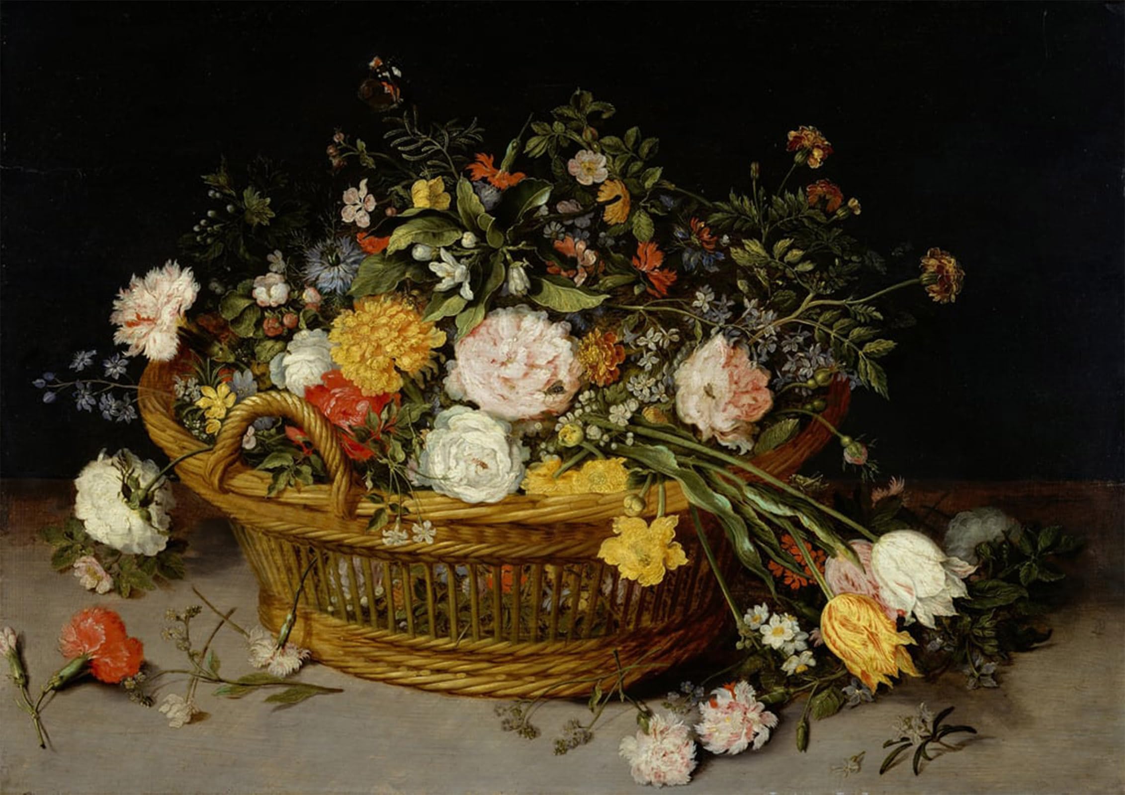 ARTXLXXBN Famous Prints Artwork Pictures Poster Painting Art a Basket of Flowers by Jan Brueghel the Younger Artwork Landscape Pictures for Home Decor 60x90cm