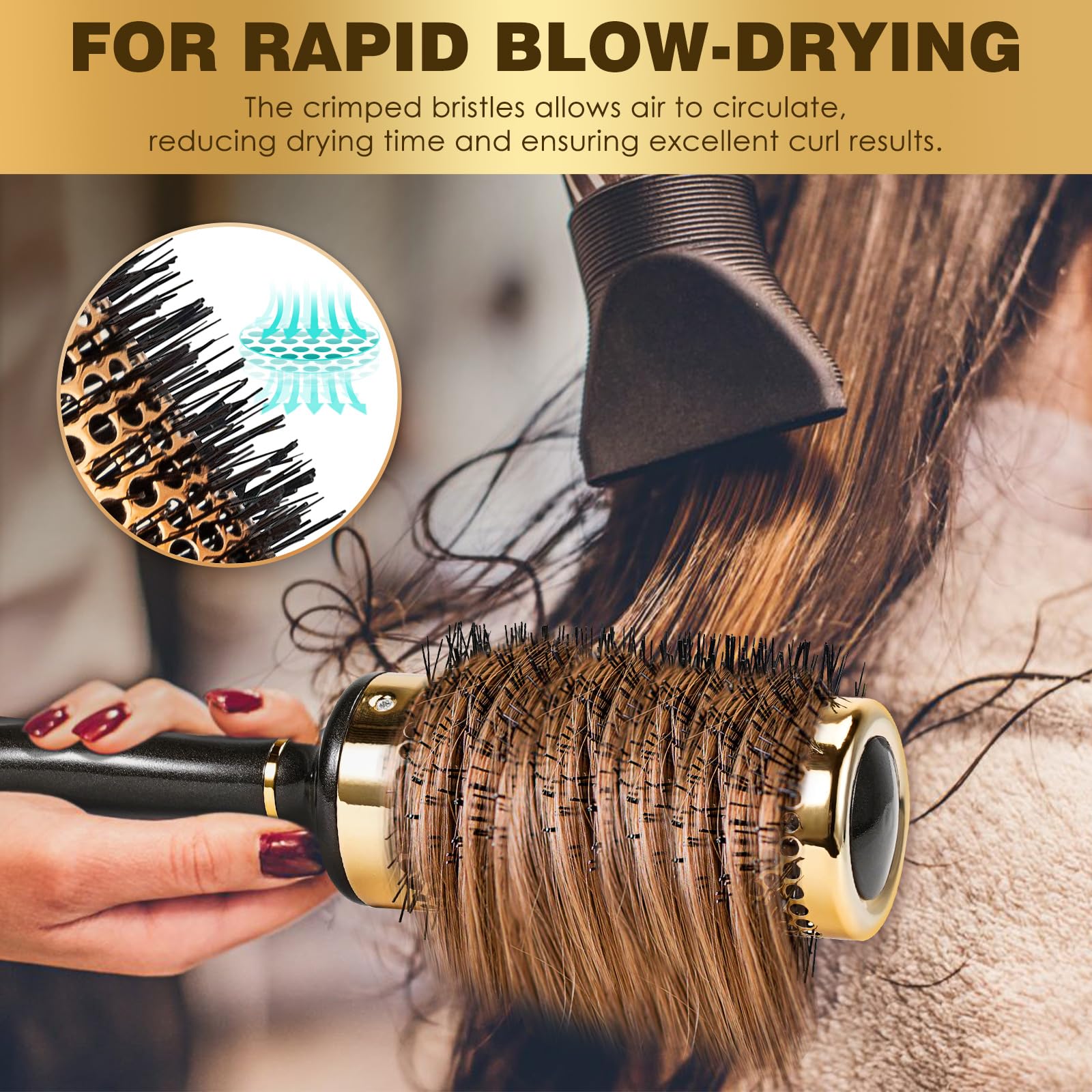 Hair Brush, SHINLEA Round Brush for Blow Drying 53MM Aluminium Curly Hair brush - Image 4