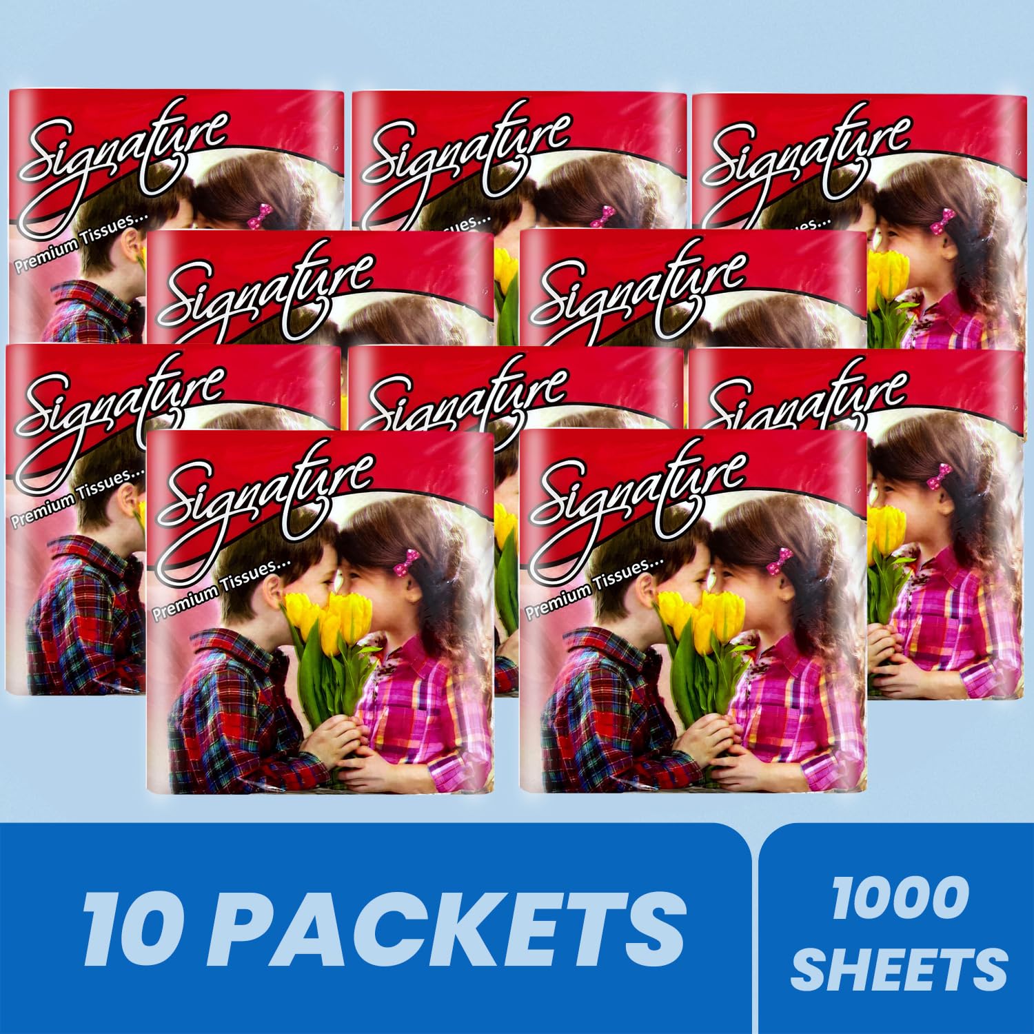 1 Ply Tissue Paper Napkins - Pack of 10 (100 Pulls Per Pack, 1000 Sheets) | Soft & Highly Absorbent Paper Towels, Eco-Friendly, Ideal for Commercial, Home Use, Offices, Kitchens 1