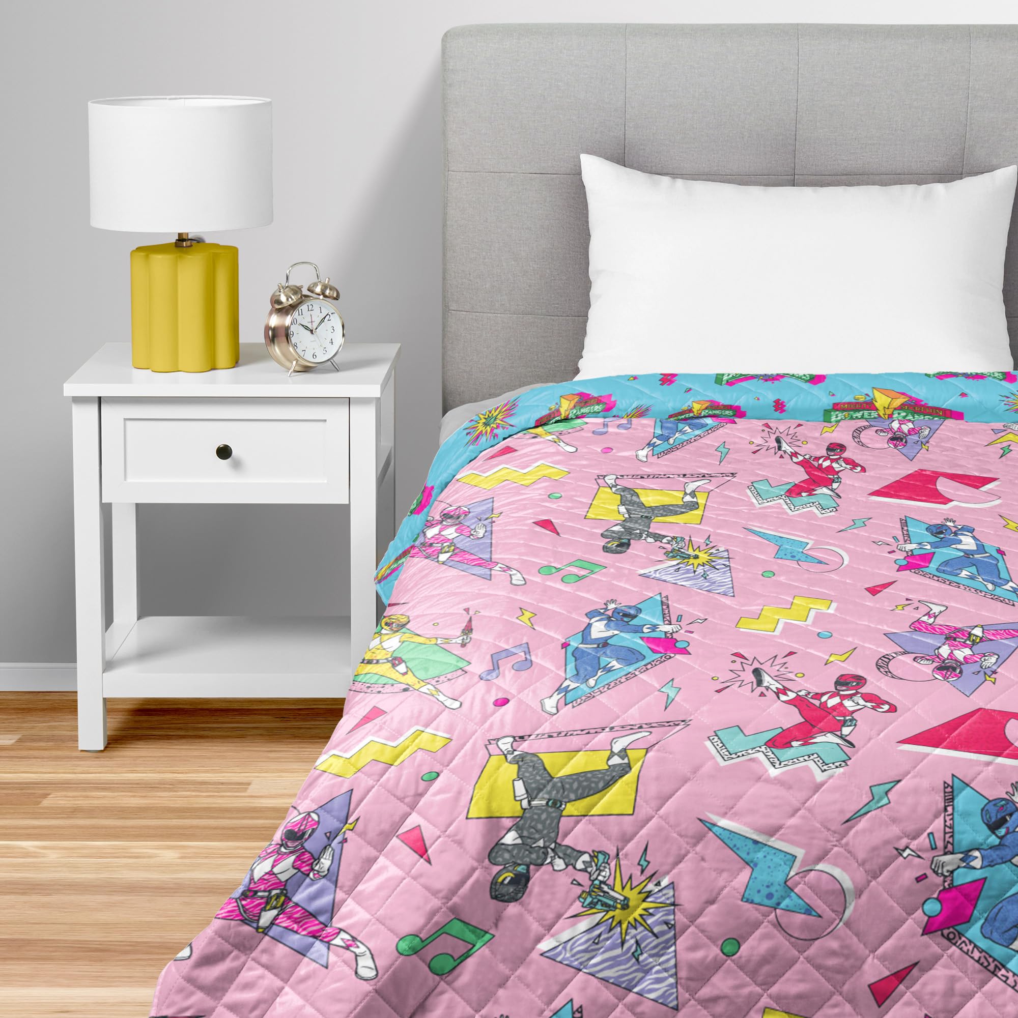 Northwest Power Rangers Retro Twin Quilted Blanket, Comfy Throw, Adults Boys Girls, Soft Lightweight Bedding for Bed, or Couch, 60 x 80 inches