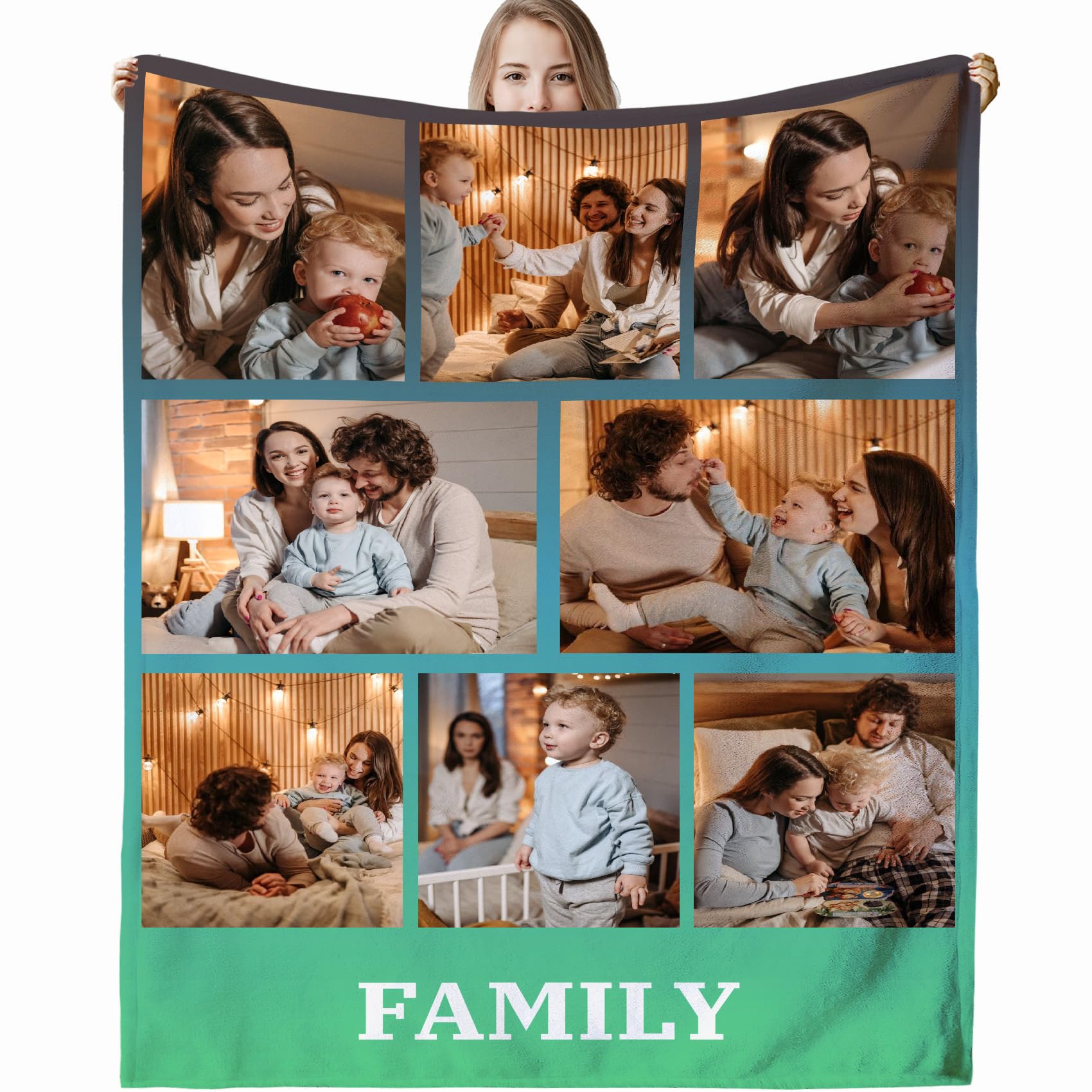 Personalised Blanket for Adults, Custom Photo Blanket Personalised for Adults Kids with Pictures Customized Gifts for Family Kids Pet Friends Birthday Mum, Dad, Boyfriend, Girlfriend