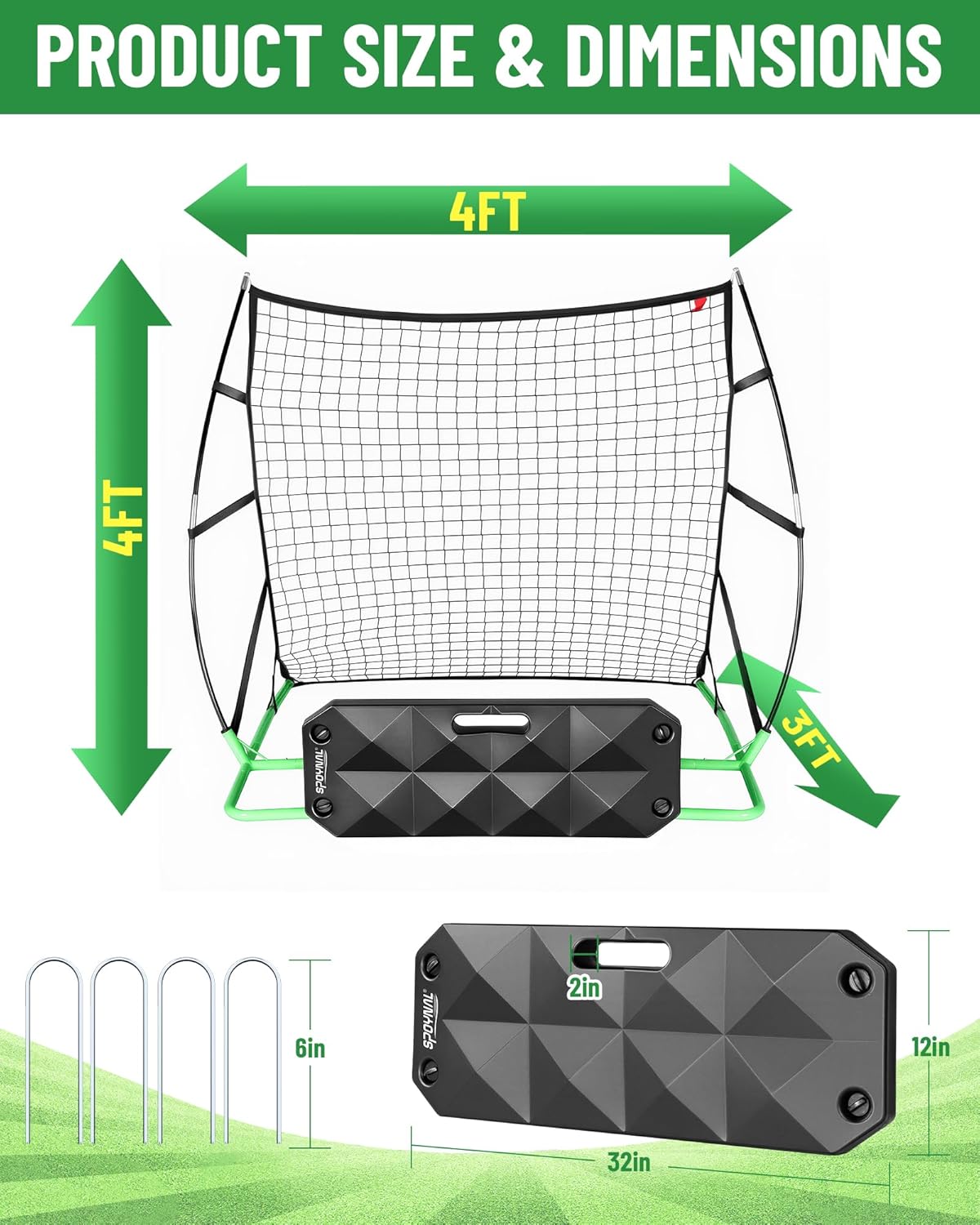 2-in-1 Soccer Rebounder with Adjustable Dual-Sided Rebound Board, Soccer Rebounder Net for Passing, Volleys & Ground Drills, Soccer Training Rebound Net for Solo & Team Practice