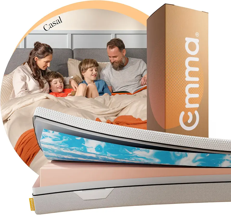 Colchão Casal Emma Duo Comfort – 10 anos de garantia, conforto de dupla face e suporte ideal para o seu corpo – 138x188cm.