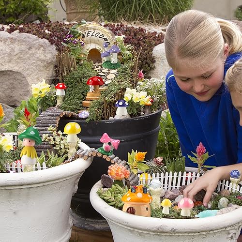 Miniatura 3 de Yulejo 120 piezas de mini hongos de resina para manualidades, jardín, pequeñas figuritas de hongos en miniatura, adornos coloridos a granel para