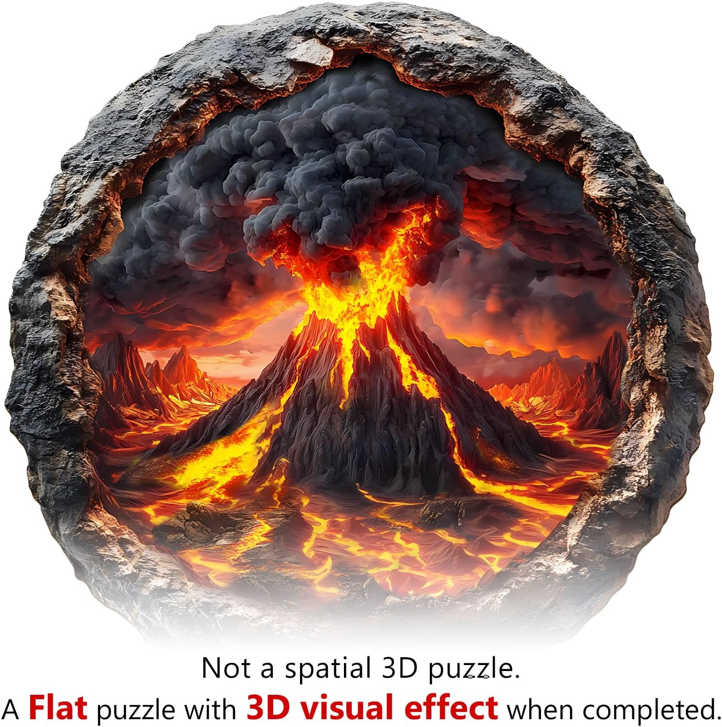 KAAYEE Wooden Puzzles for Adults, Volcanic Eruption Wooden Jigsaw Puzzle Unique Shape Wood Puzzle Adult, 3D Effect Puzzle Birthday Christmas Family Games (M-11.4 * 11.4 in-200pcs-Over 16 Years Old)
