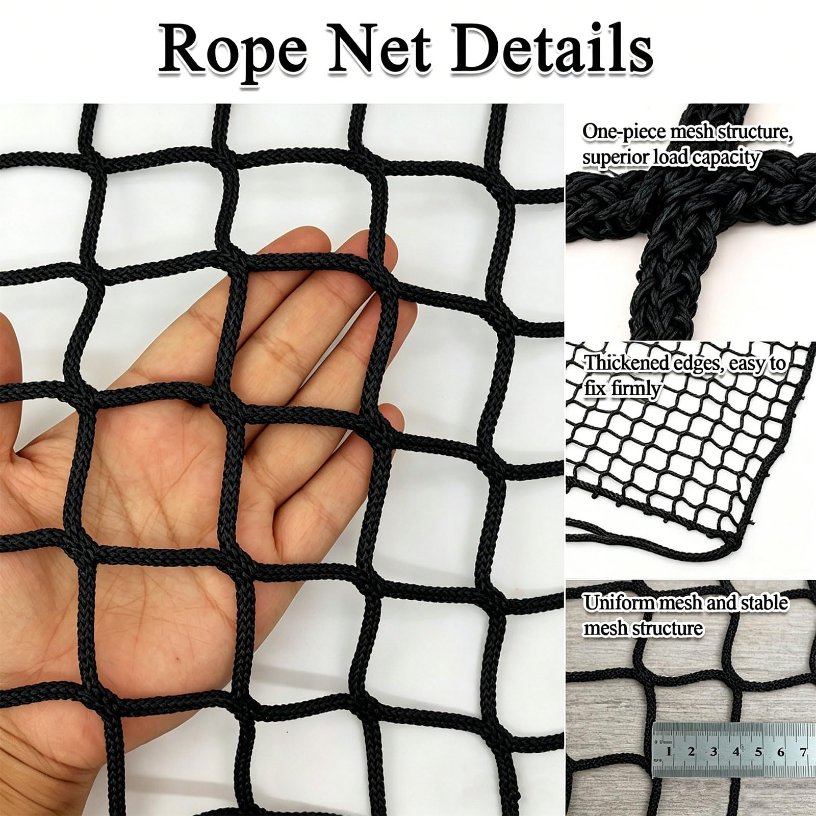Red de Seguridad Negra Balcón,Ideal Para Niños y Mascotas,red Seguridad para Barandillas Escaleras,red Protección para Parques Infantiles,red Poliéster Sin Nudos(Size:1x10M(3.3x32.8FT),Color:Negro)