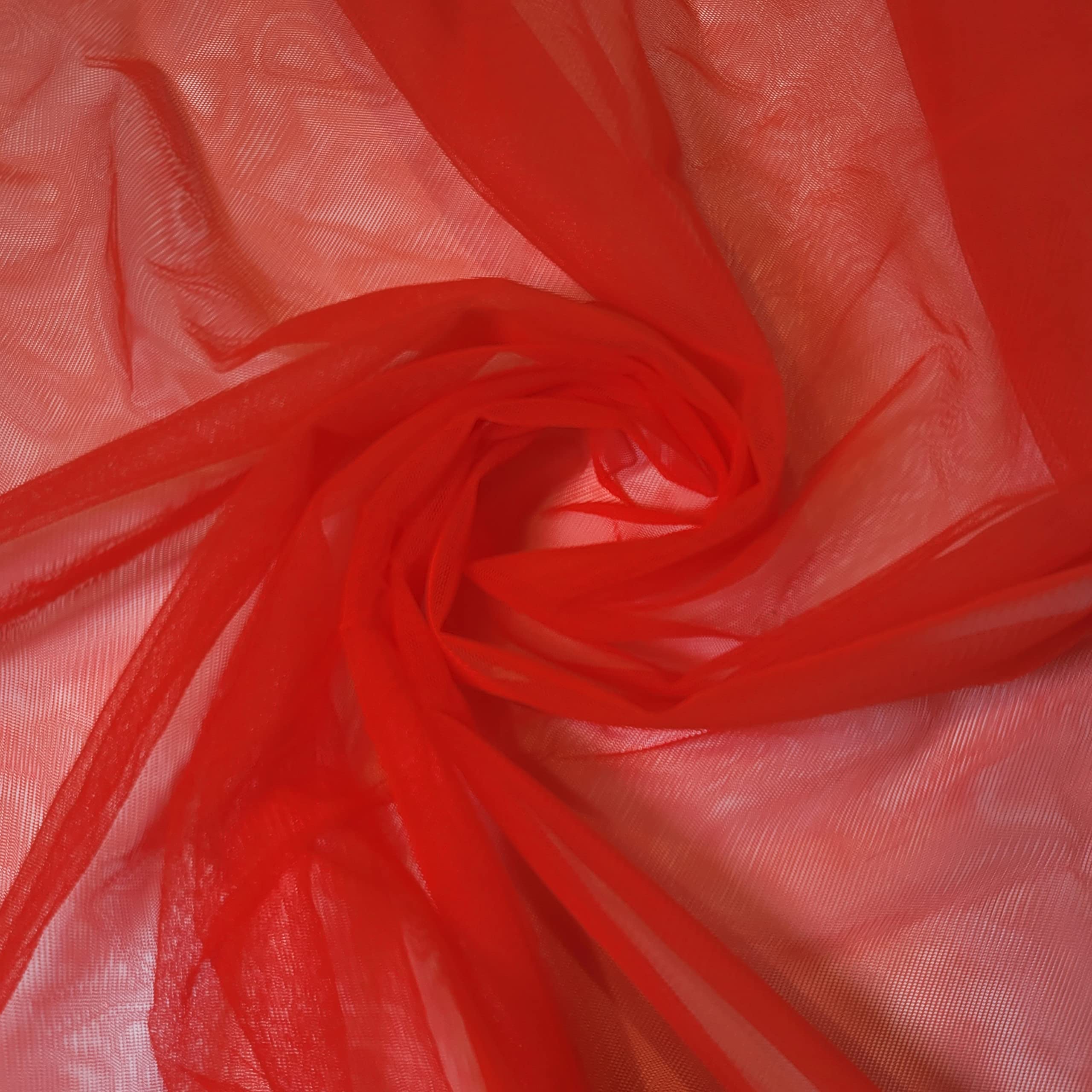 *Clearence*Wedding Arch MESH NET Fabric Sash Bows Wedding Table Runner (150cm Wide) by The Meter (Flo Red, 2 Meter) — image 1