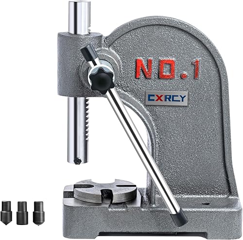 CXRCY Prensa de cenador de 1 tonelada de carnero redondo, hierro fundido resistente mejorado manual de 1 tonelada, altura máxima de 5.5 pulgadas,