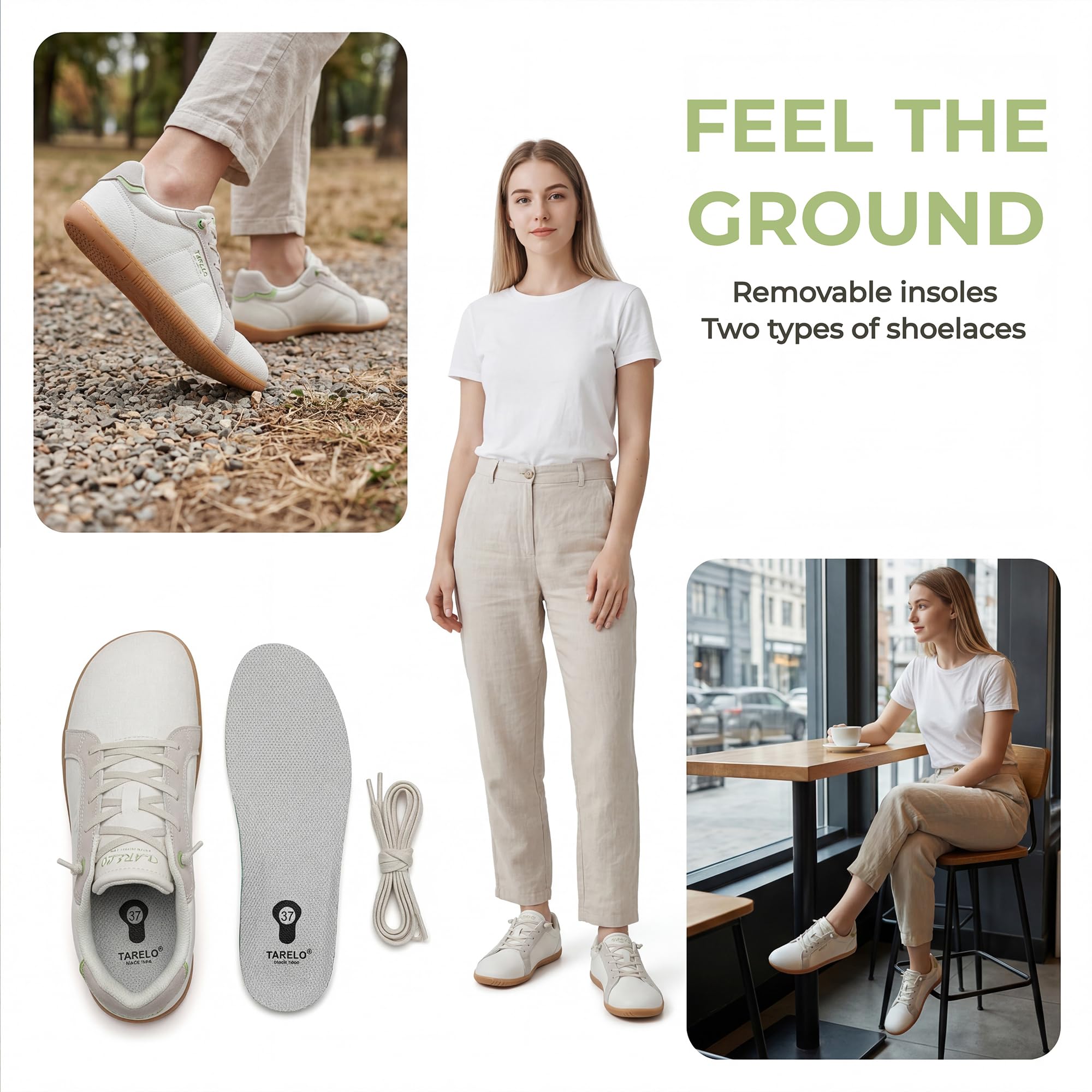 TARELO Barfußschuhe Damen Breite Zehenbox Turnschuhe Zero Drop Minimalistische Walking Schuhe Freizeit Leichte Barfuss Schuhe Größe 36-41
