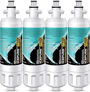 ICEPURE PRO ADQ36006101 NSF/ANSI 401 Certified Replacement for LG LT700P Kenmore Elite 46-9690 ADQ36006102 HDX FML-3 LFX28968S LFXS29626S RWF1200A Refrigerator Water Filter,4 PACK