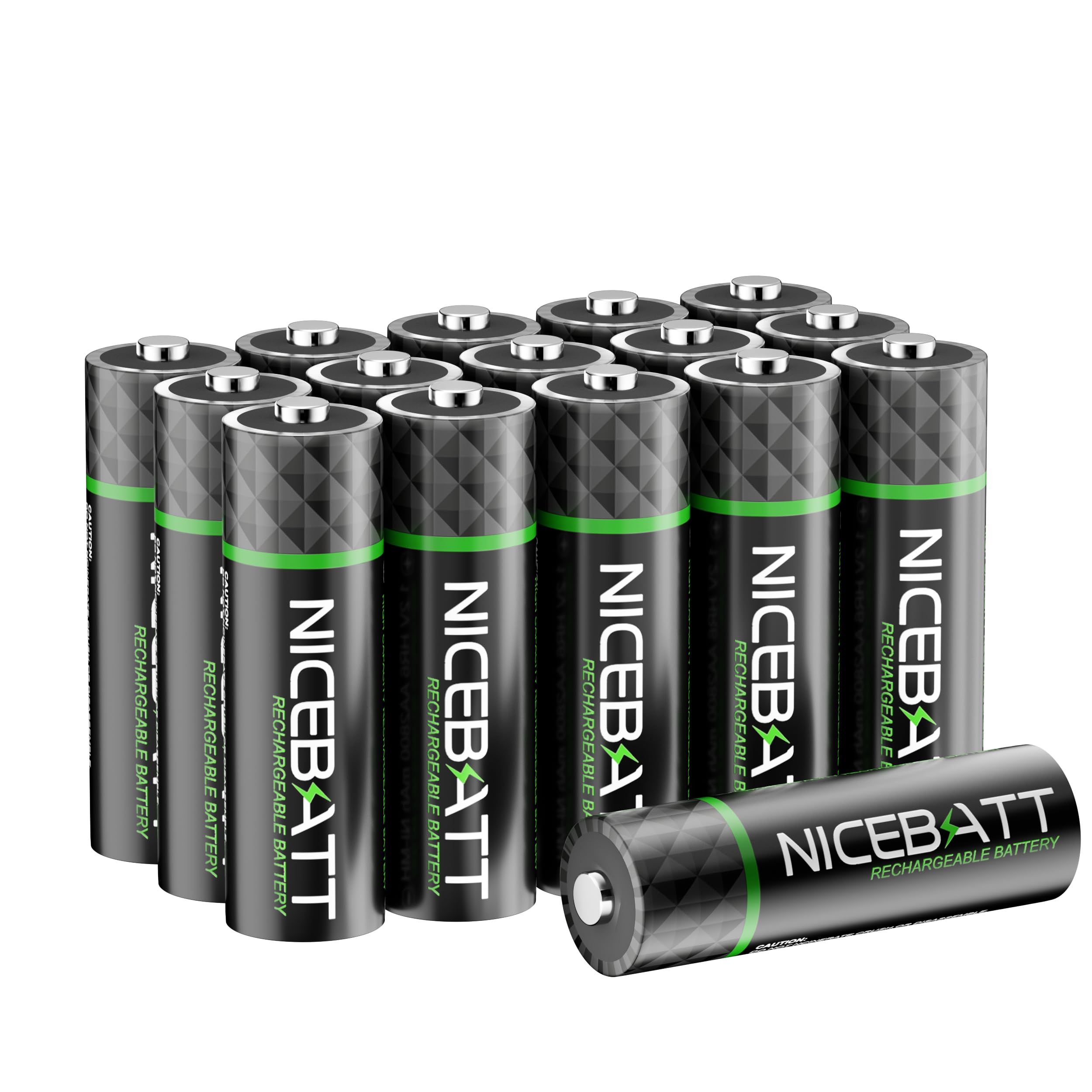 Baterías recargables AA 16 unidades, 2800mAh Premium NiMH Doble A Batería Baja Autodescarga