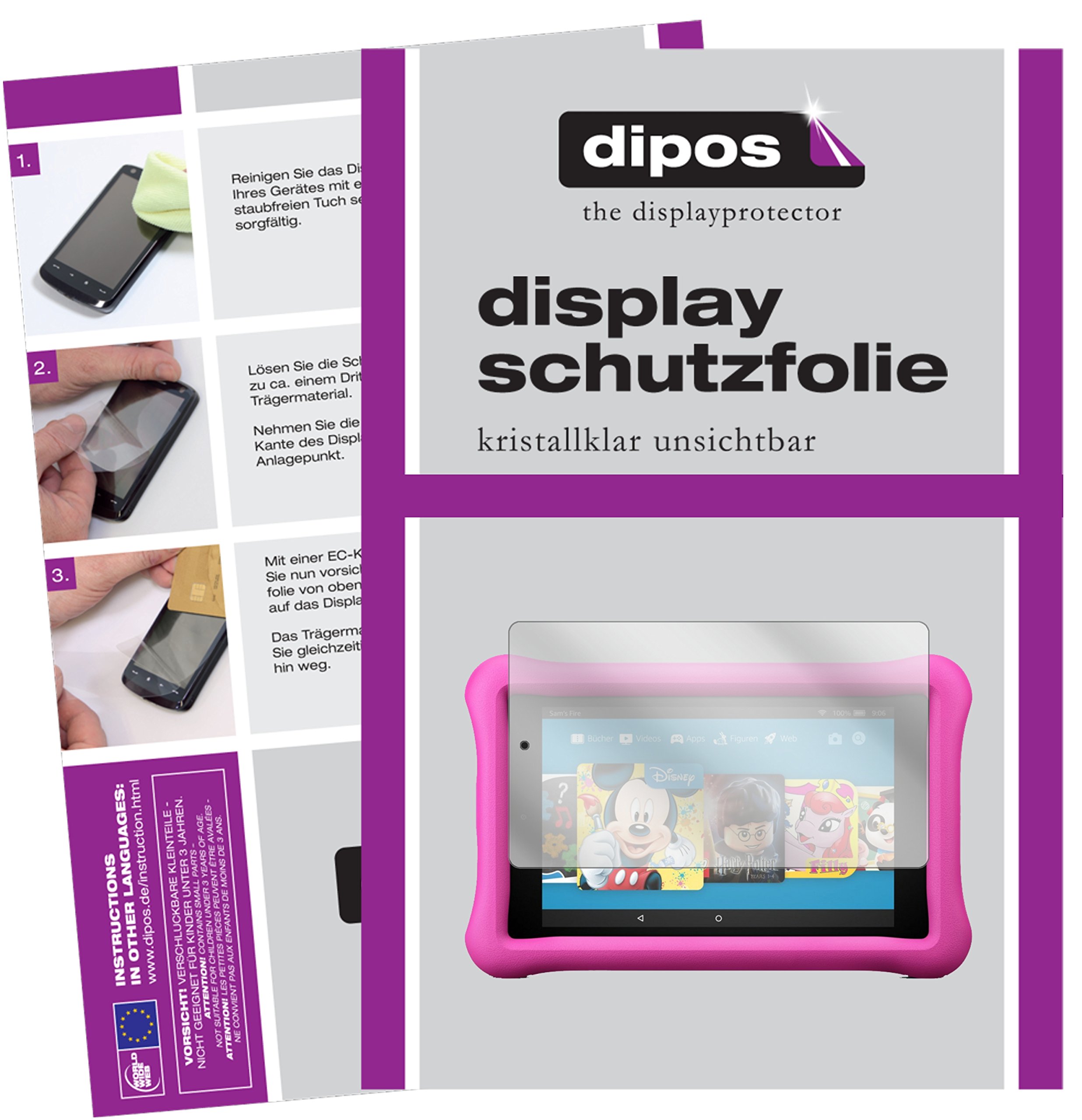 dipos I 2x Screen Protector compatible with Amazon Fire HD 8 Kids Edition (2017) Protection Films clear