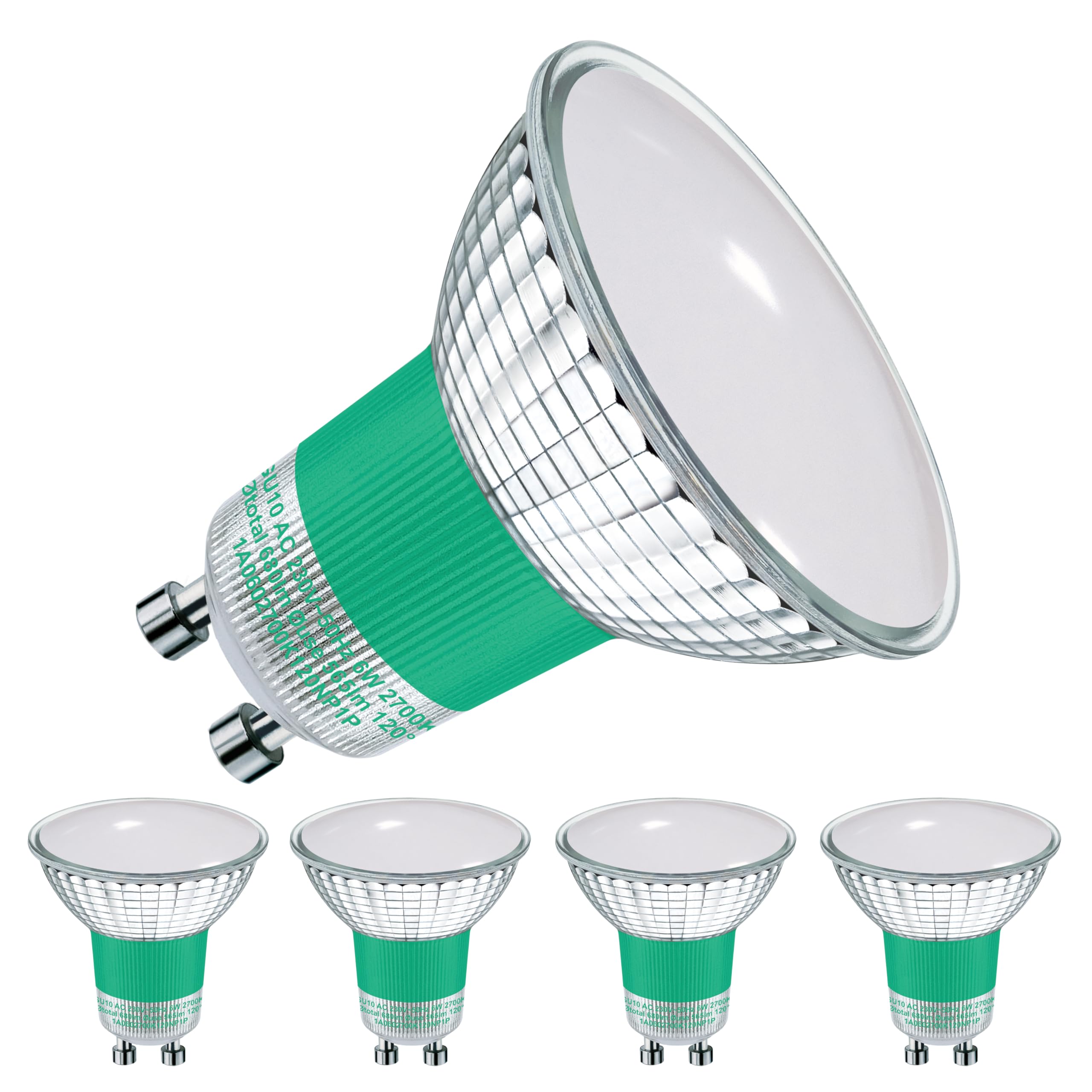 EACLL GU10 LED Warmweiss 6W Ersetzt 75W Halogen Leuchtmittel, 4er-Pack. 565 Lumen 2700K Birnen, AC 230V Flimmerfrei Strahler, Abstrahlwinkel 120° Spot, Nicht Dimmbar Ø50xH53mm Reflektorlampen