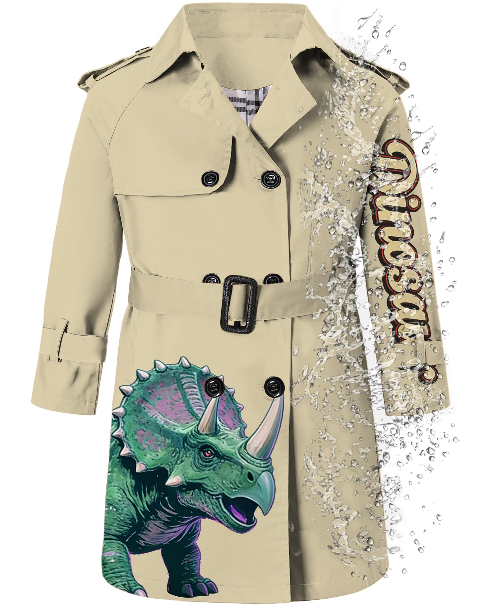 Betusline Boys Waterproof Trench Coat Double Breasted Classic Belted Outwear Jacket Dress Coats