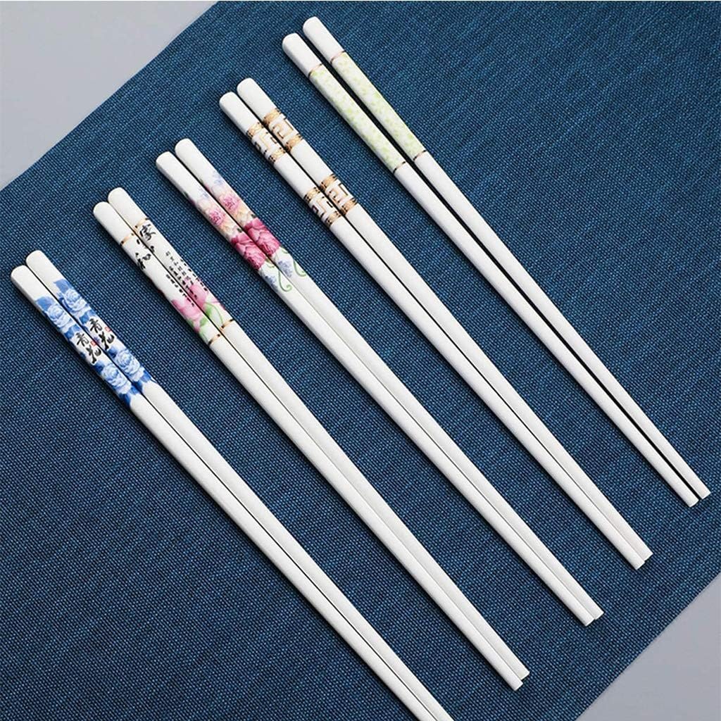 Baguettes lavables au Lave-Vaisselle, Lot de 10 Paires de Baguettes réutilisables en céramique, Coffret Cadeau de Baguettes en Porcelaine Blanche(9)