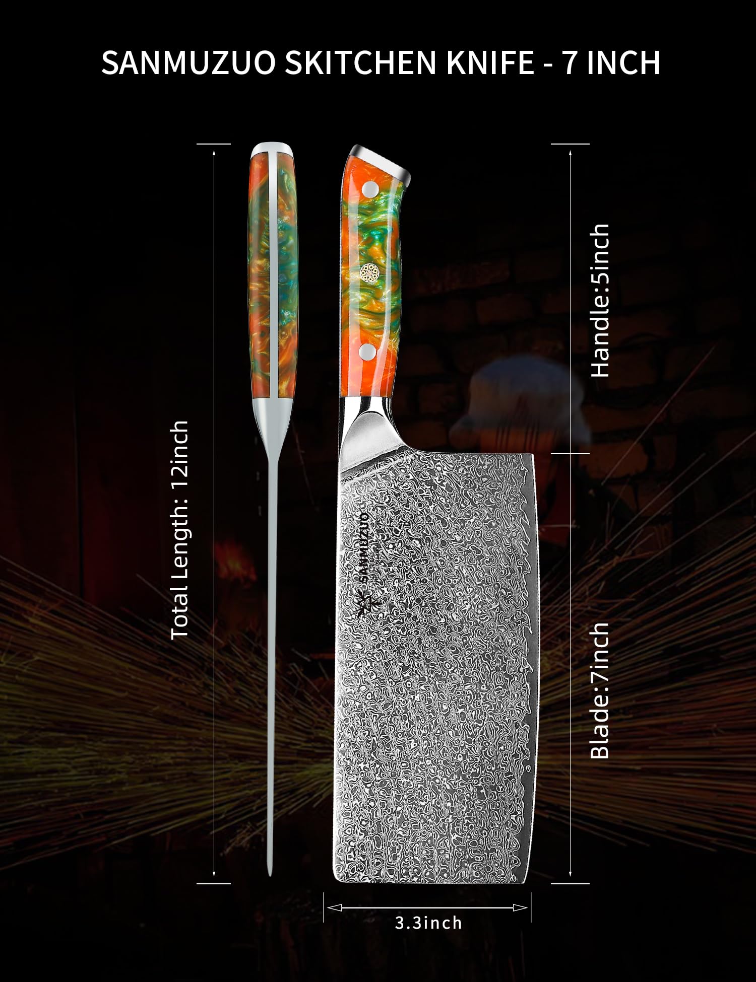 Snapklik.com : SANMUZUO Chinese Chef Knife - 7 Cleaver Knife- Xuan ...