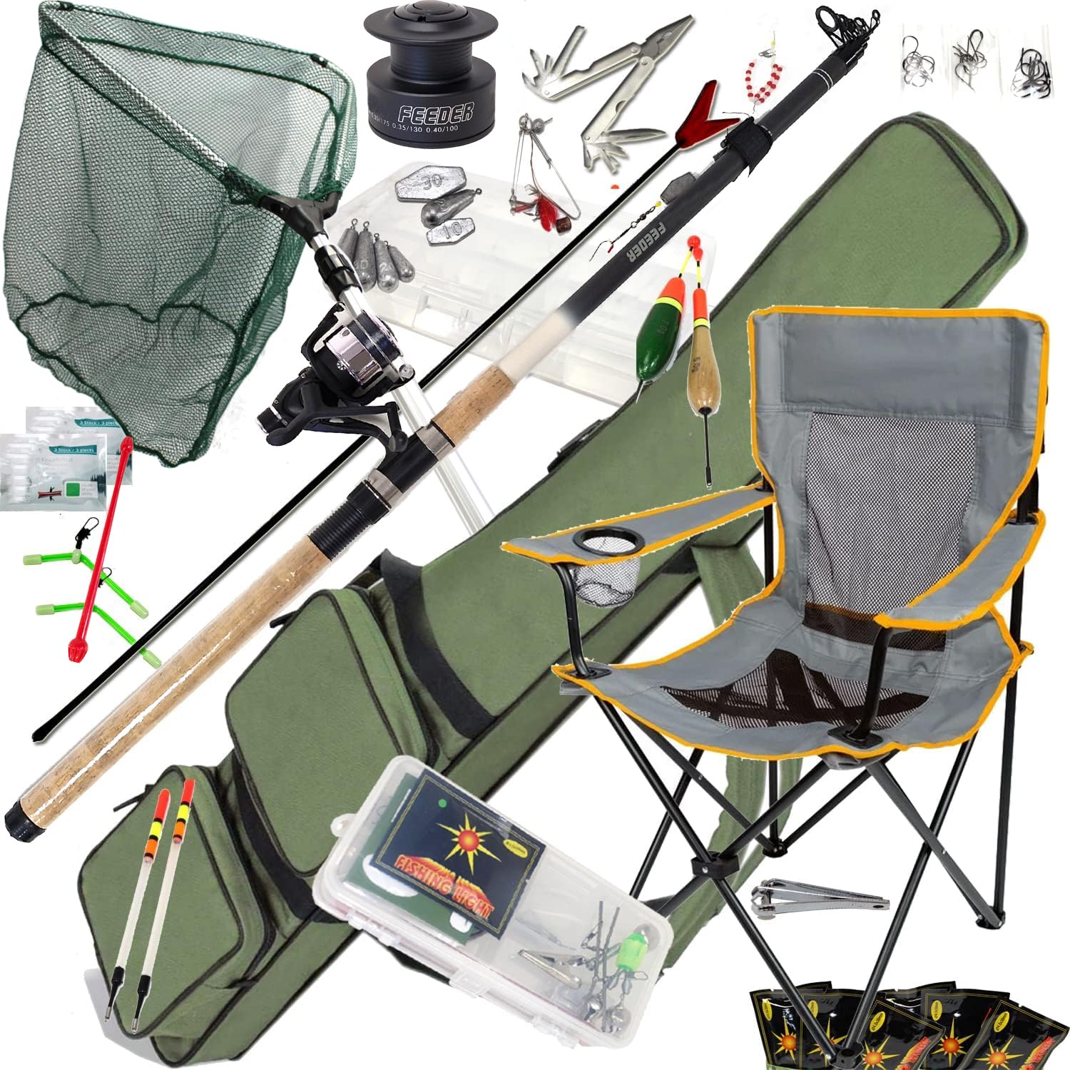 Vario Karpfen Combo Angelset mit Kescher angelfertig abgestimmt | 3m XXL Komplett-Set Grund- und Feeder-Angeln speziell für den sensiblen Friedfisch