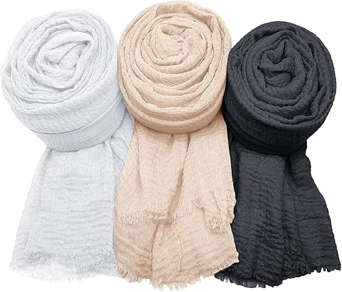 Miniatura 5 de MANSHU 6 piezas de chal suave y envoltura para mujer, bufanda larga, bufanda grande para la cabeza