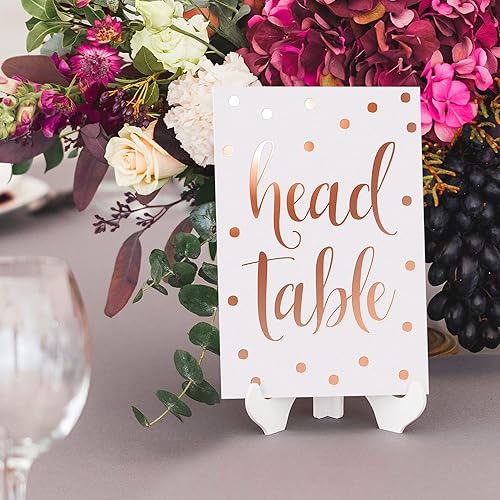 Miniatura 4 de Sweetzer & Orange Números de mesa de oro rosa para boda de 1 a 40 tarjetas de números de mesa de lunares para bodas, bar, mitzvah, decoraciones de