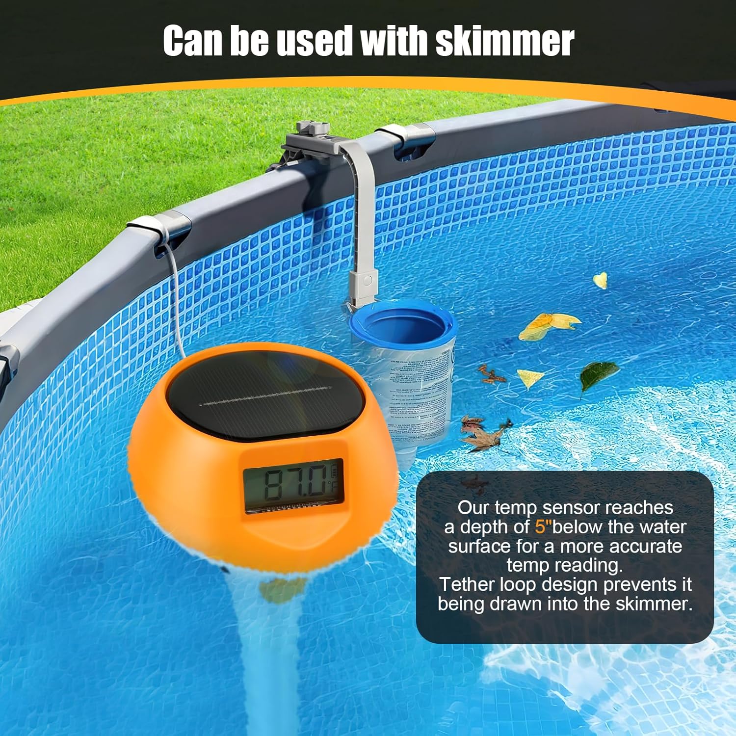 Kkoneber Pool Thermometer used with a skimmer