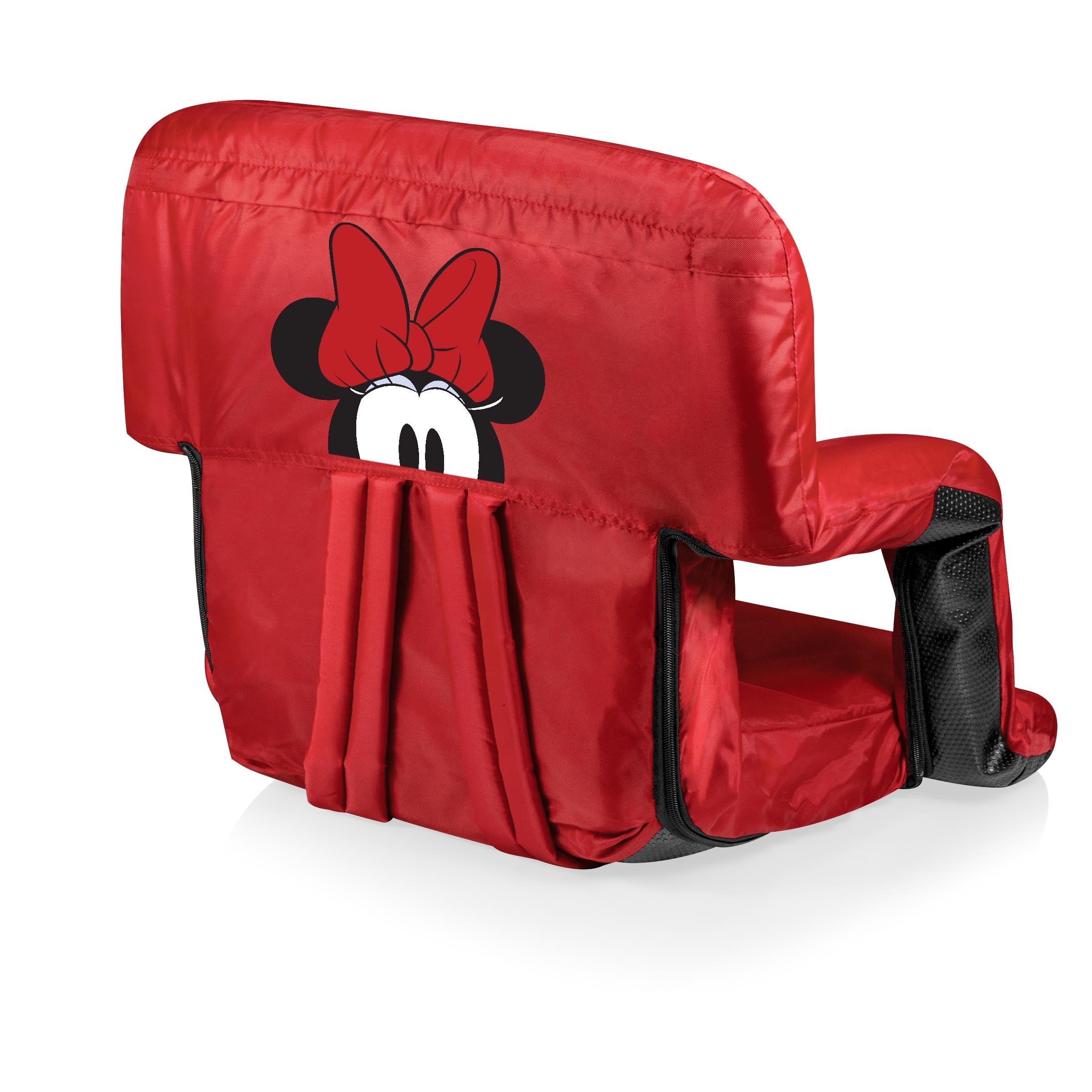 PICNIC TIME Disney Minnie Mouse Ventura Reclining Stadium Seat with Back Support, Bleacher Seat, Beach Floor Chair, (Red), Disney Minnie Mouse - Red, 20 x 2 x 32