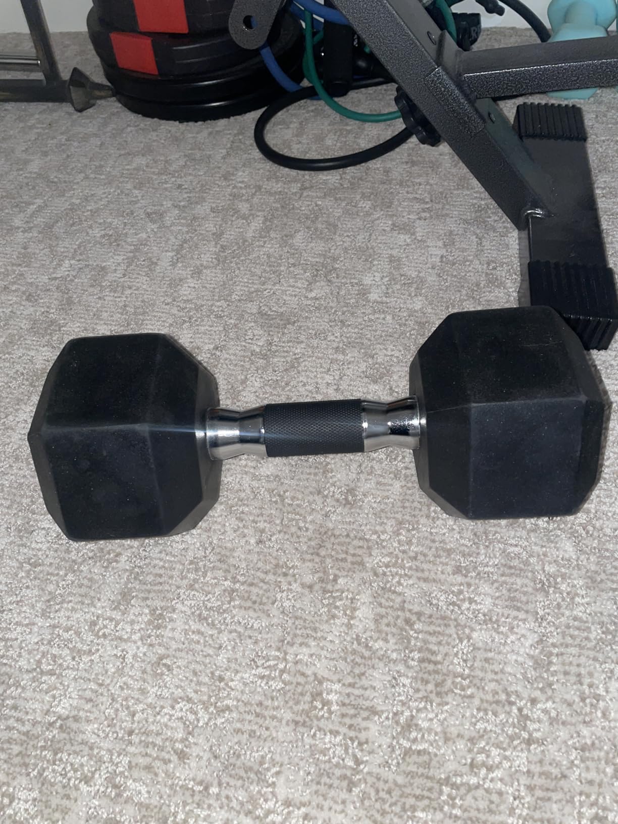 Yes4All Rubber Grip Encased Hex Dumbbell – Hand Weights With Anti-Slip 5-50 LBS Single