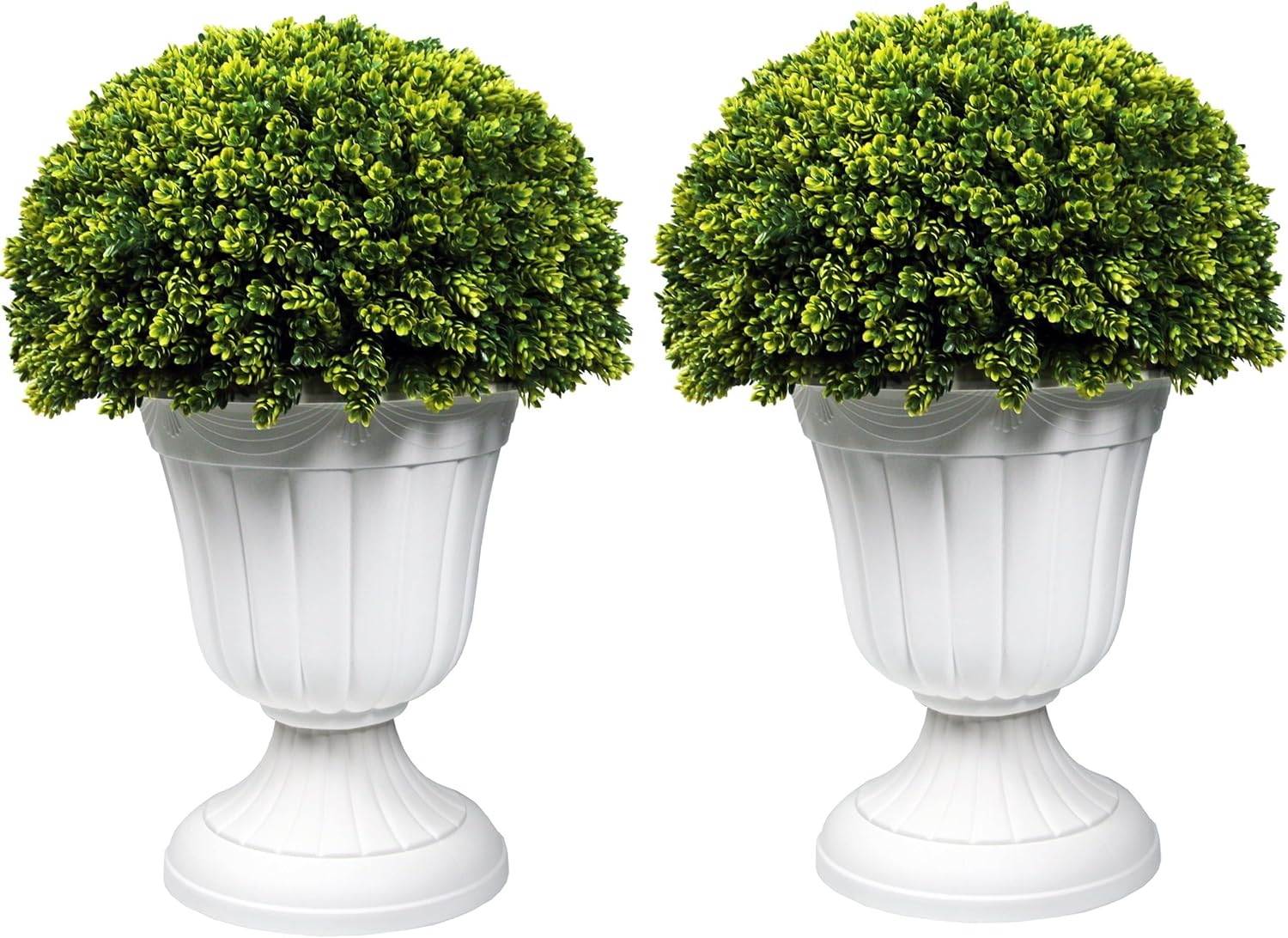 Sunnyglade 2 PCS 23” Artificial Plastic Pine Cone-shaped Leaves Topiary Ball Tree, Faux Potted Decorative Topiary Plant, UV Resistant Fake Plant in Pot for Home Gate Indoor Outdoor Patio Office Decor