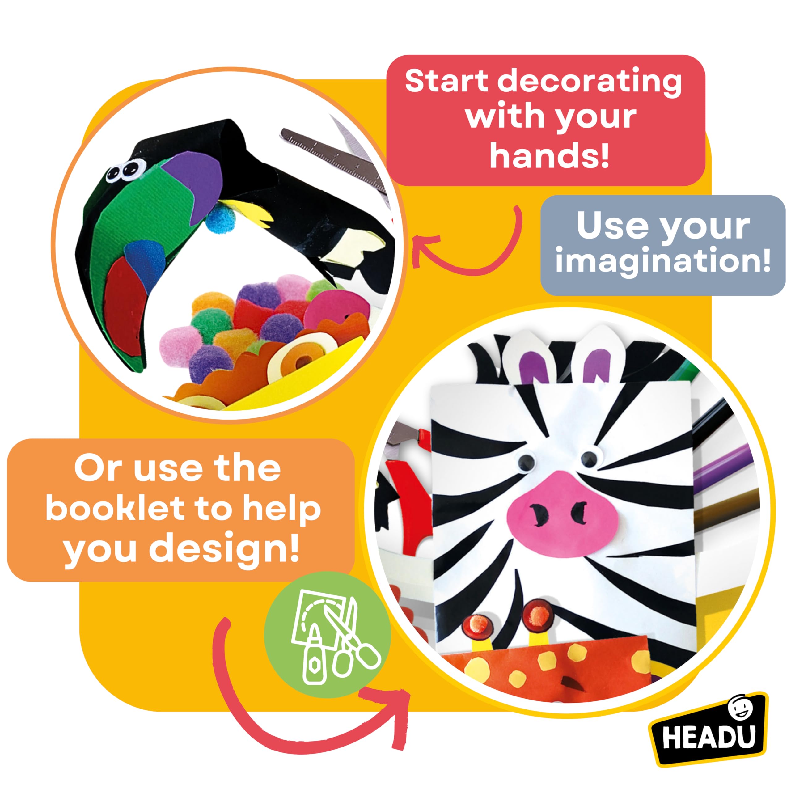 Headu, Funny Puppets, Kids Craft Set, Craft Kit, Childrens Craft Kits, Arts and Crafts for Kids. Build, Cut Out and Play - Image 4